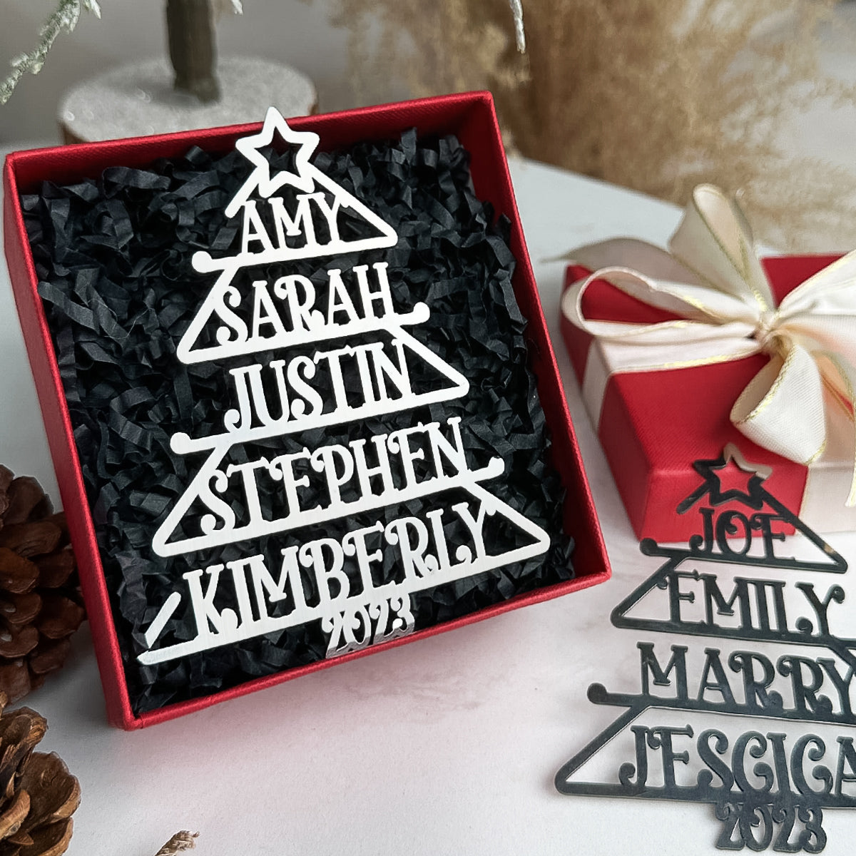 Our Family Names 2024 Christmas Tree - Personalized Metal Ornament ORN0810