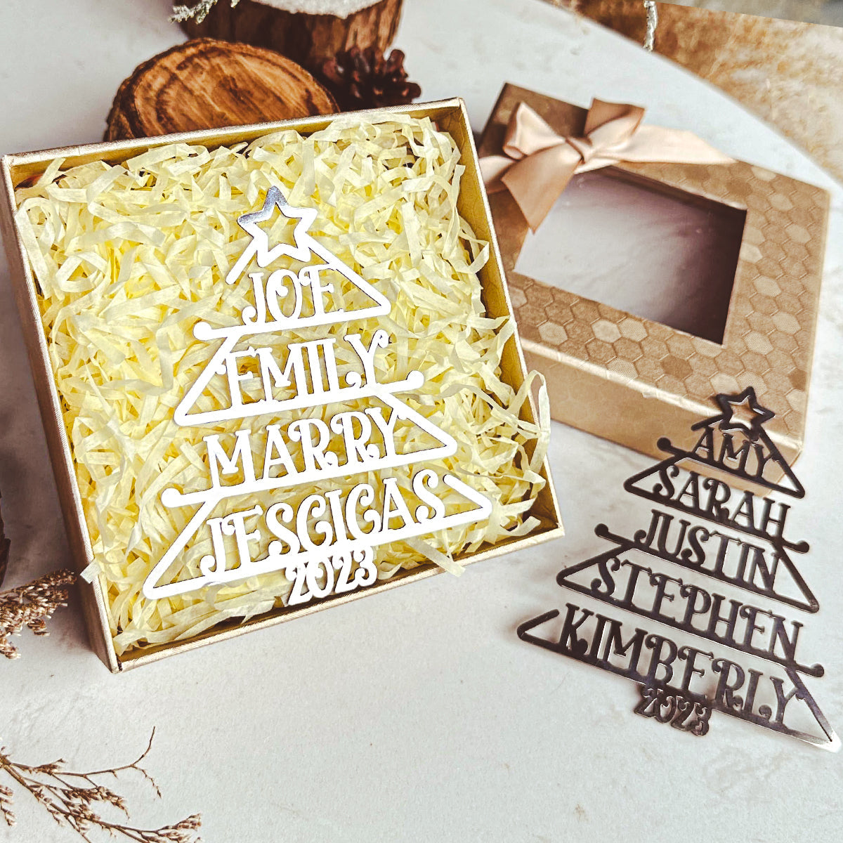 Our Family Names 2024 Christmas Tree - Personalized Metal Ornament ORN0810