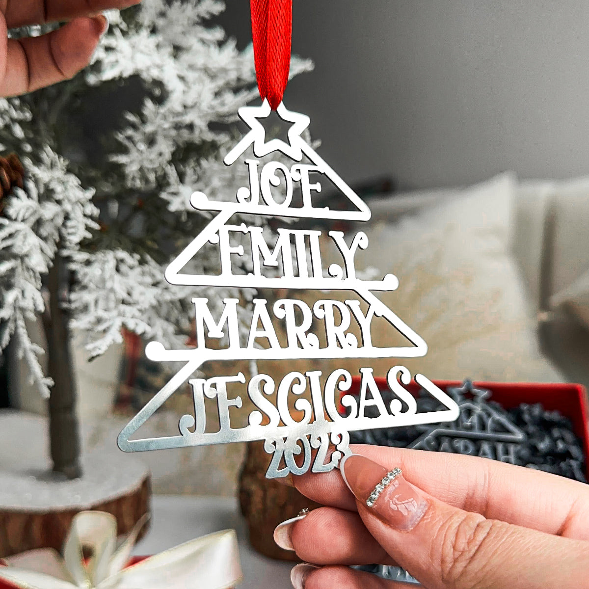 Our Family Names 2024 Christmas Tree - Personalized Metal Ornament ORN0810