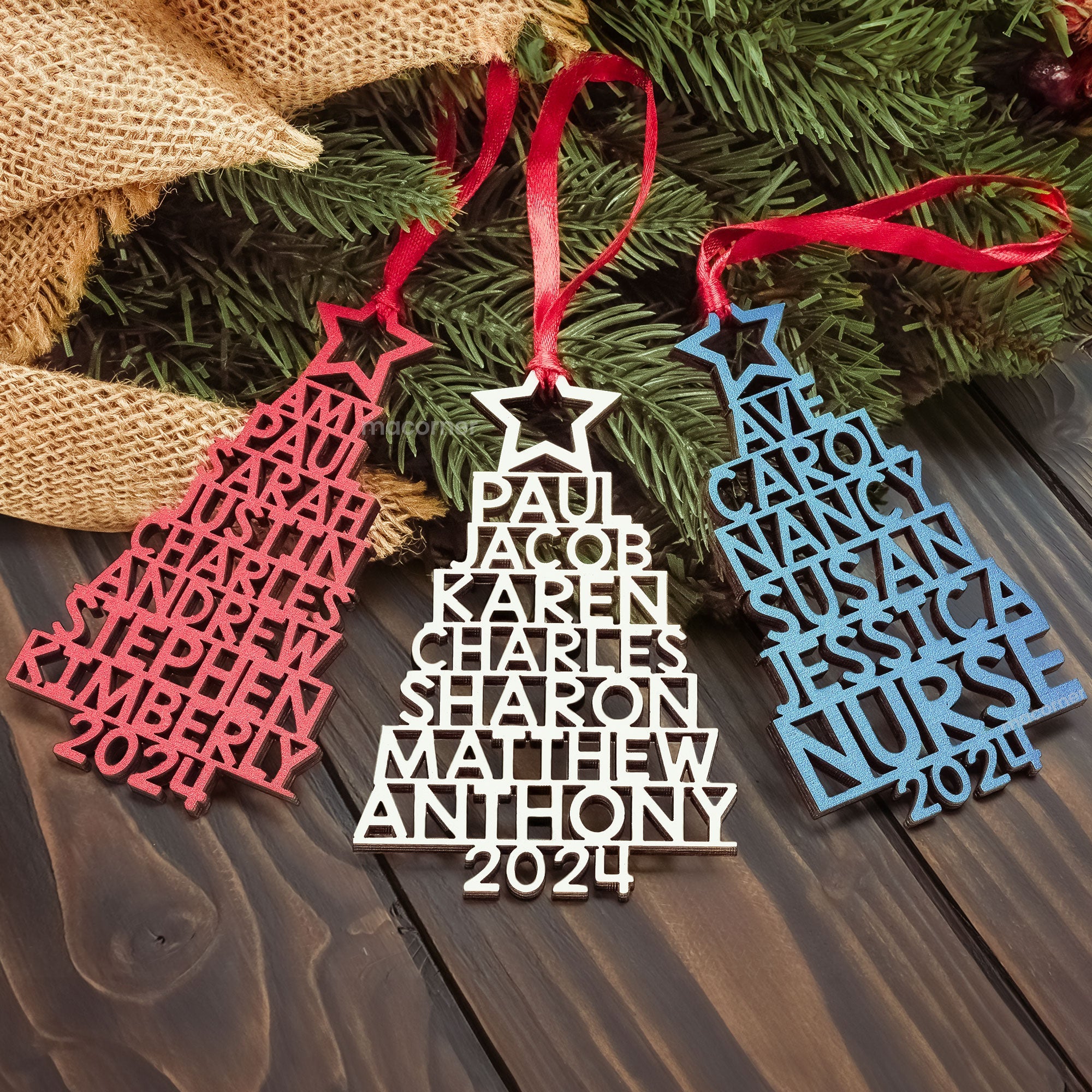 Custom Family Names 2024 Christmas Tree Up To 14 Names - Personalized Family Ornament 1 ORN0810