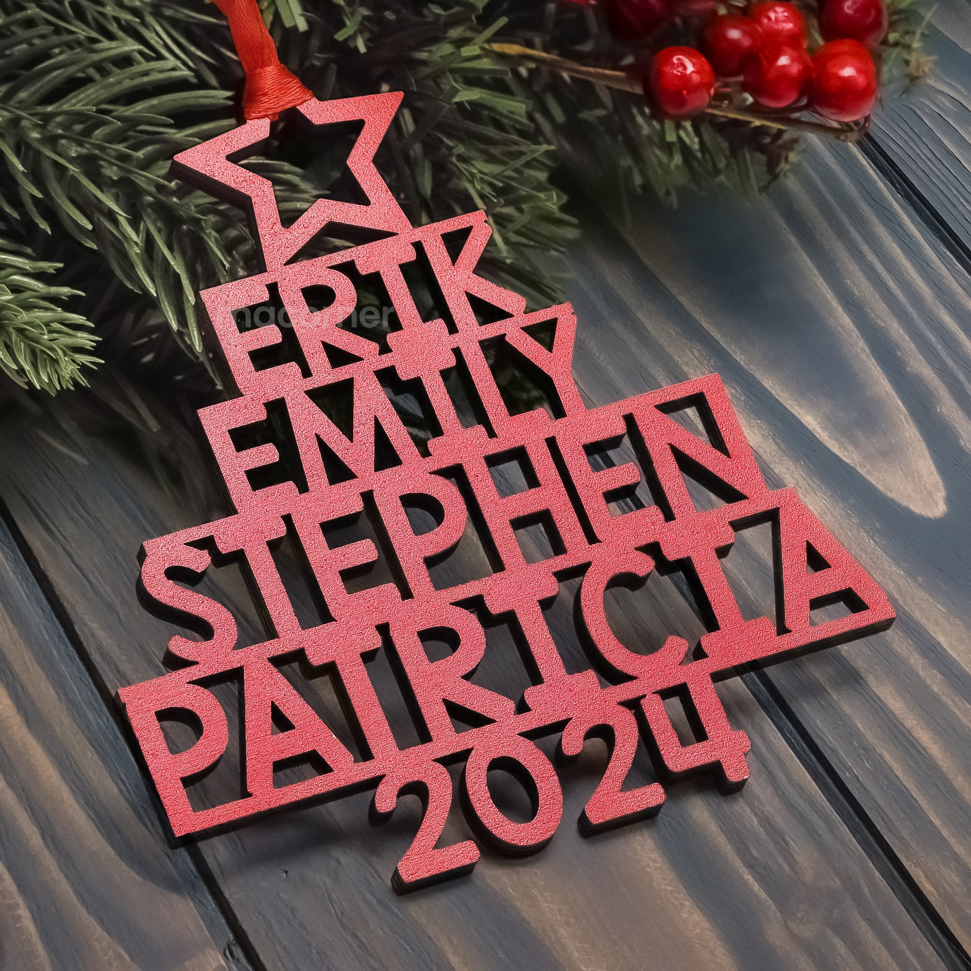 Custom Family Names 2024 Christmas Tree Up To 14 Names - Personalized Family Ornament 1 ORN0810