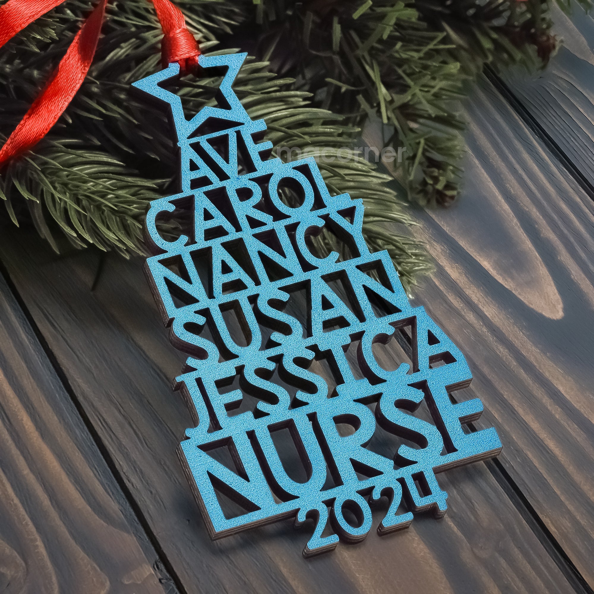 Custom Family Names 2024 Christmas Tree Ornament Up To 14 Names - Personalized Family Ornament ORN0810