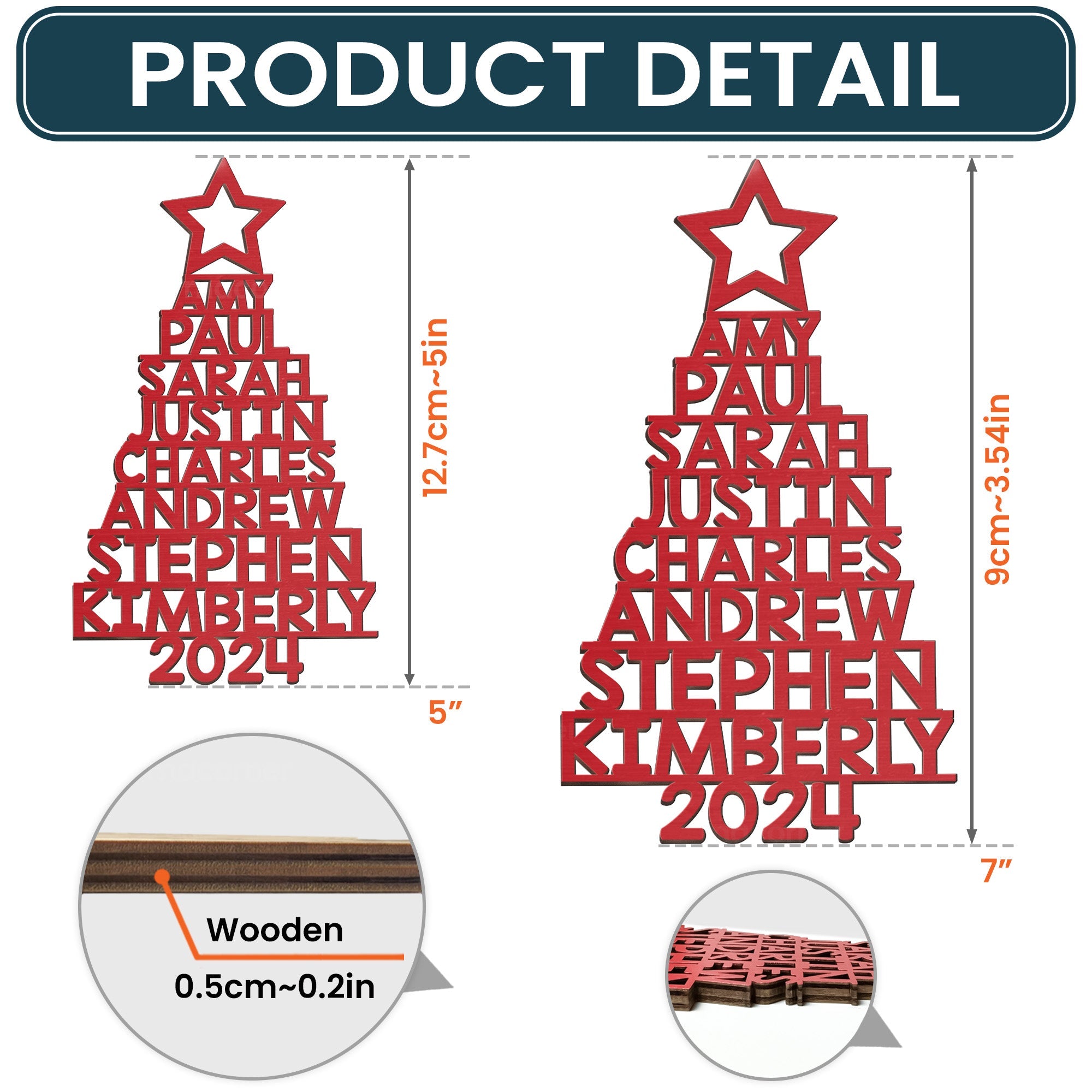 Custom Family Names 2024 Christmas Tree Up To 14 Names - Personalized Family Ornament 1 ORN0810