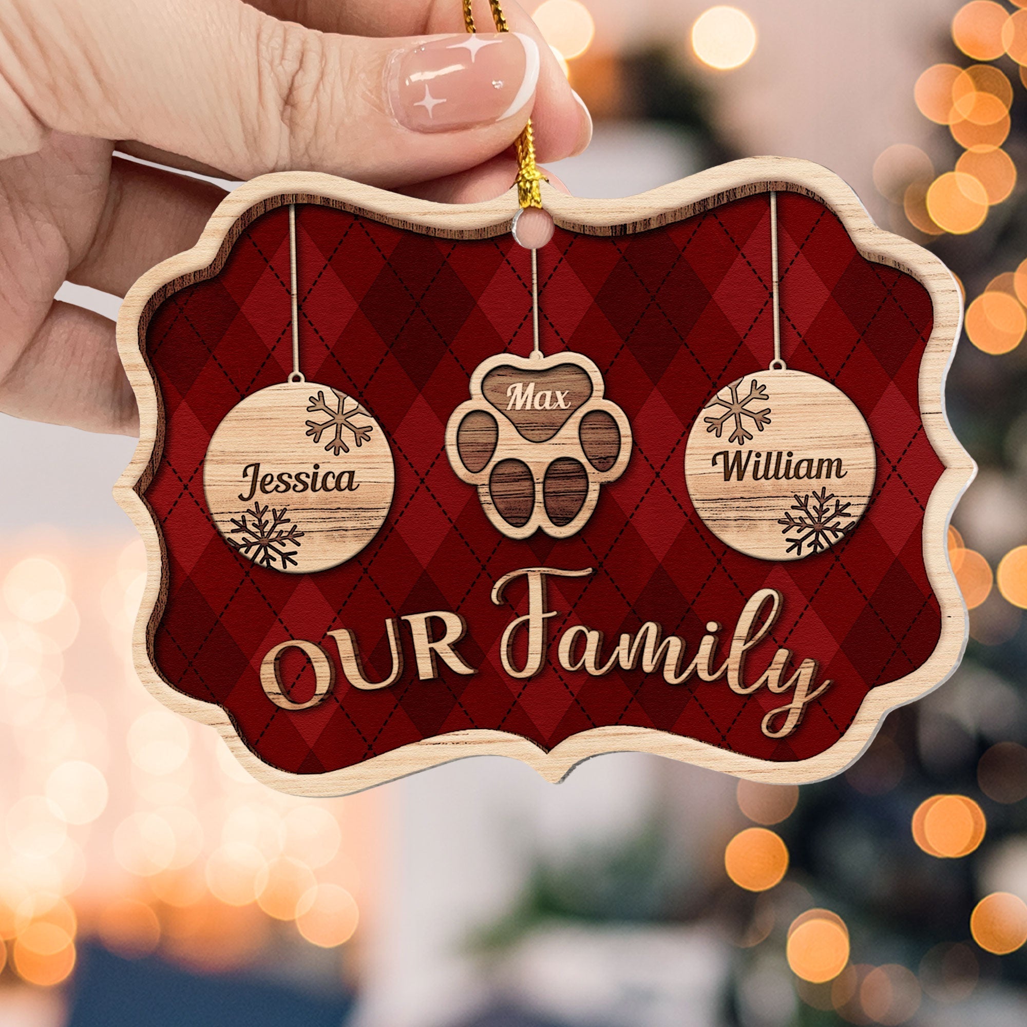 Our Family - Personalized Aluminum/Wooden Ornament ORNA1210