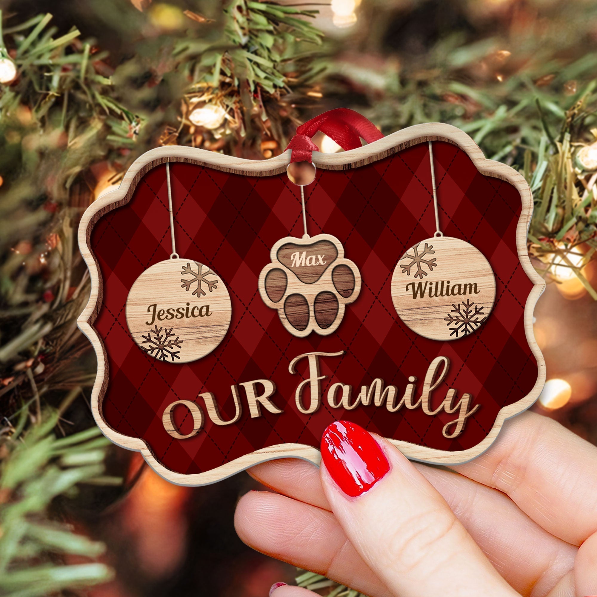 Our Family - Personalized Aluminum/Wooden Ornament ORNA1210