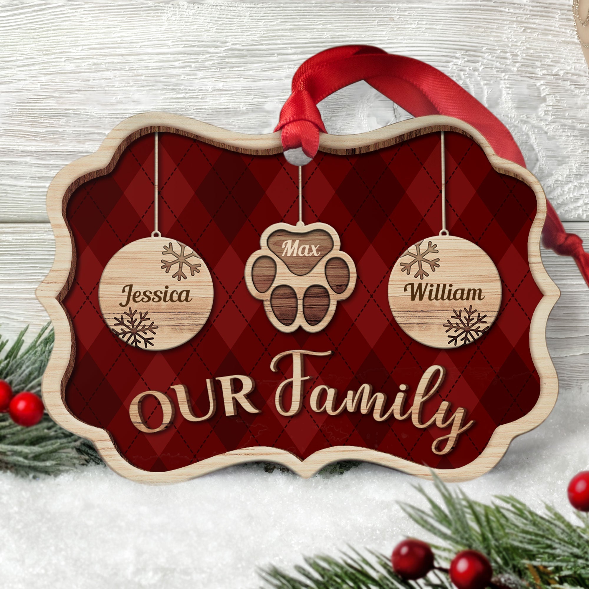 Our Family - Personalized Aluminum/Wooden Ornament ORNA1210