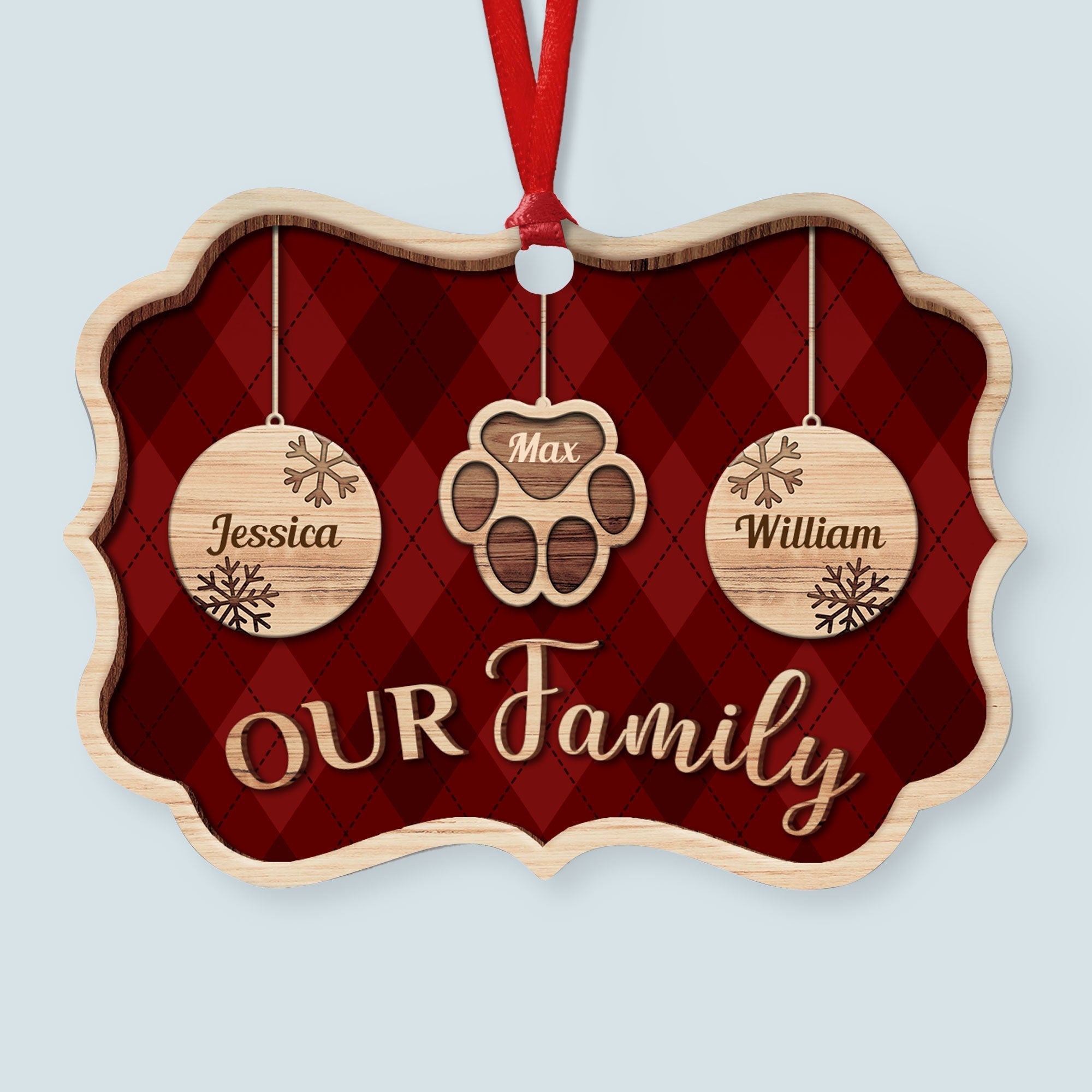 Our Family - Personalized Aluminum/Wooden Ornament ORN0810