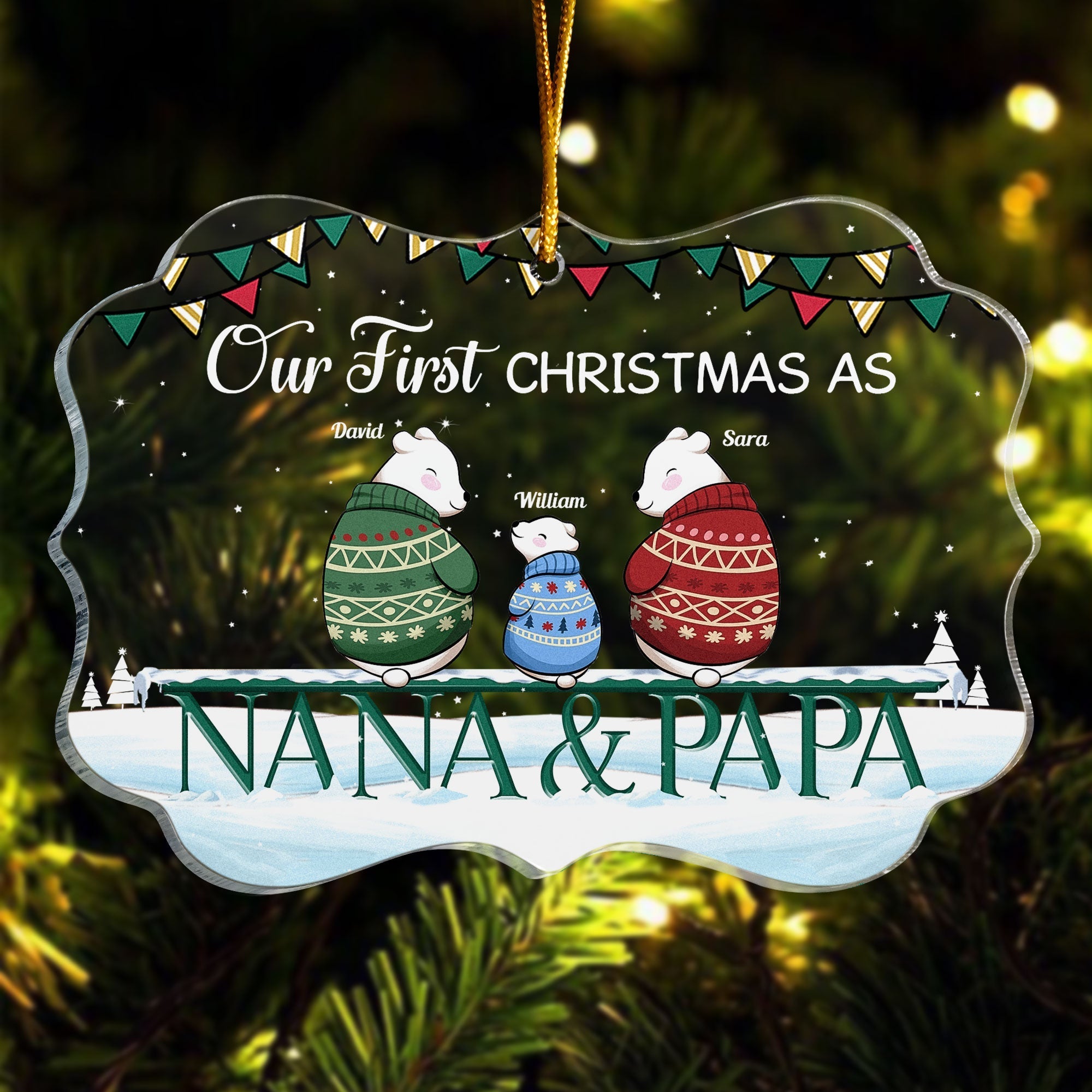 Our First Christmas As Mom & Dad - Personalized Acrylic Ornament - Christmas Gifts For Wife, Husband - First Time Mom Dad ORN0810