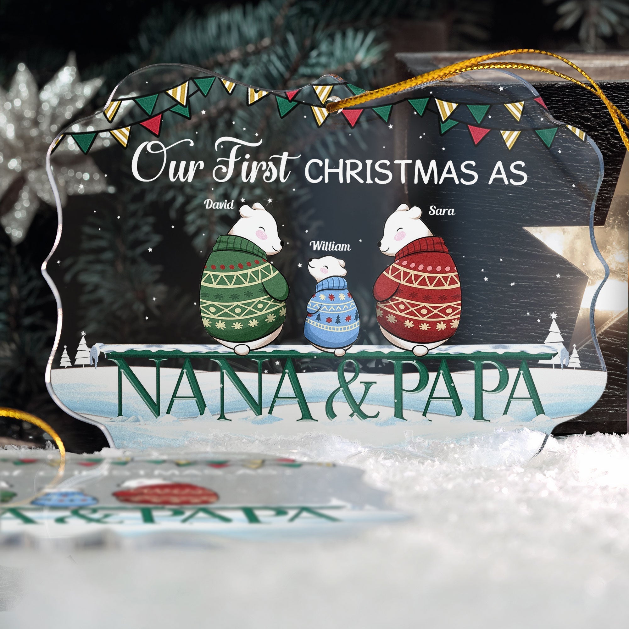 Our First Christmas As Mom & Dad - Personalized Acrylic Ornament - Christmas Gifts For Wife, Husband - First Time Mom Dad ORN0810