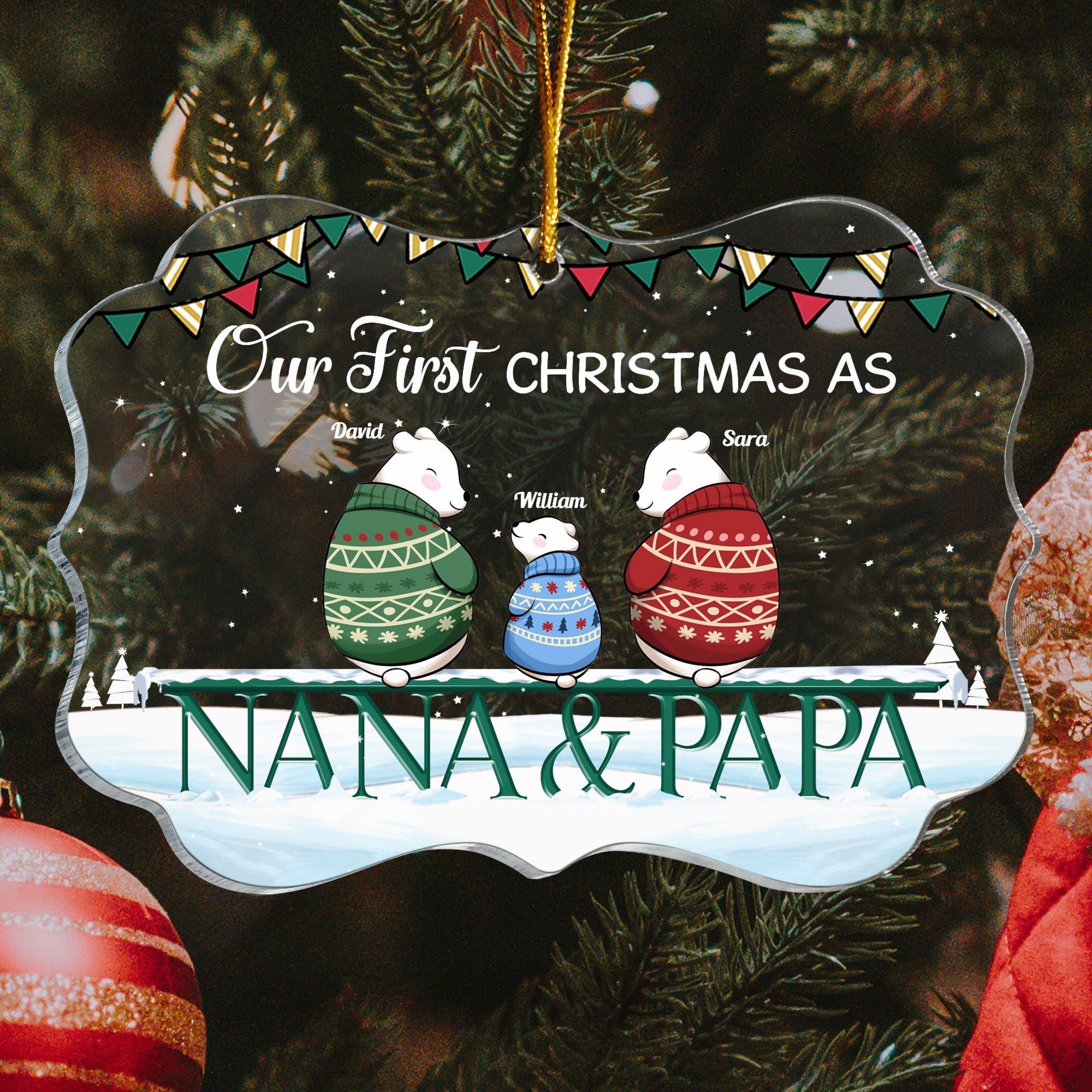 Our First Christmas As Mom & Dad - Personalized Acrylic Ornament - Christmas Gifts For Wife, Husband - First Time Mom Dad ORN0810