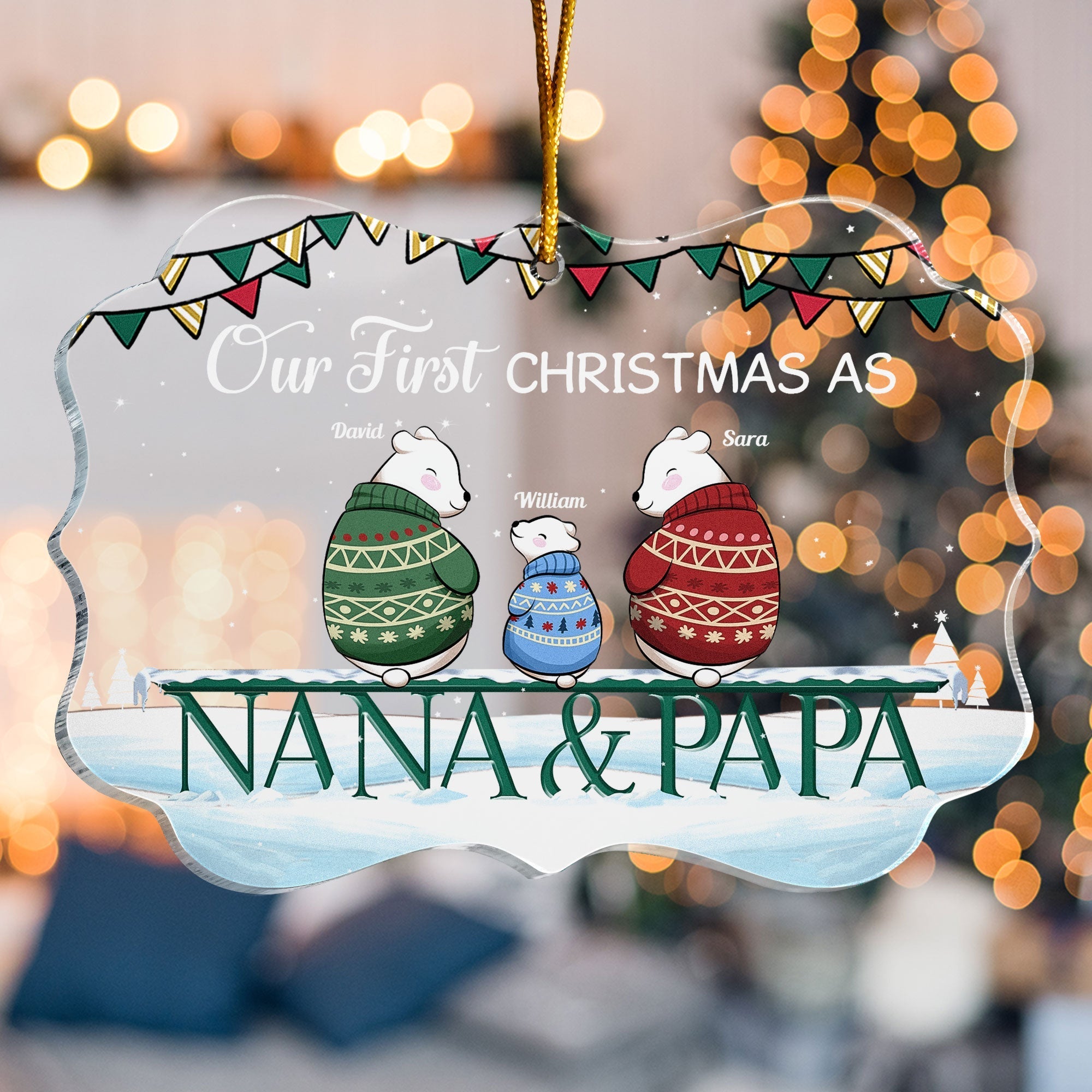 Our First Christmas As Mom & Dad - Personalized Acrylic Ornament - Christmas Gifts For Wife, Husband - First Time Mom Dad ORN0810