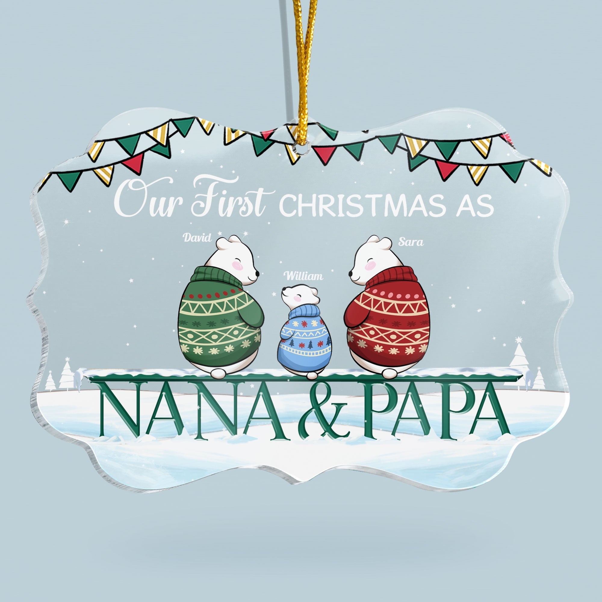 Our First Christmas As Mom & Dad - Personalized Acrylic Ornament - Christmas Gifts For Wife, Husband - First Time Mom Dad ORN0810
