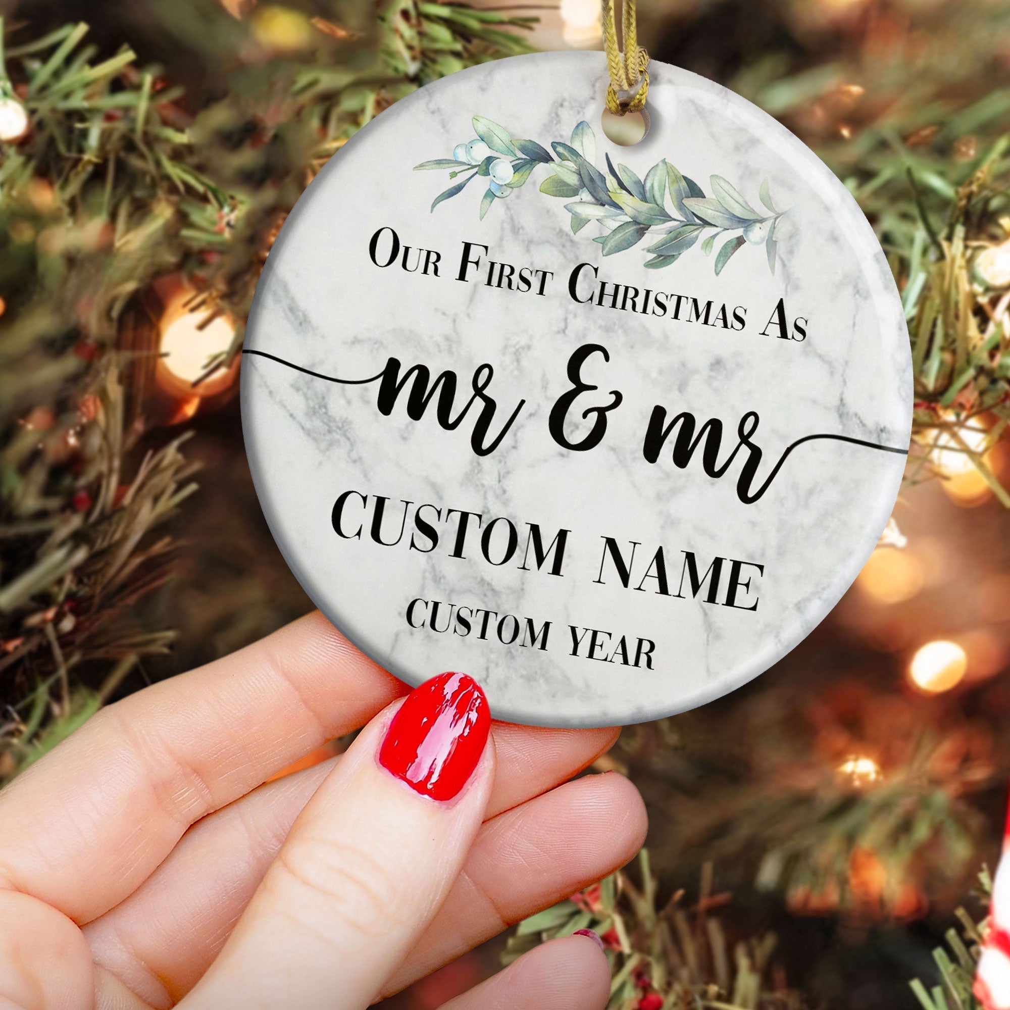 Our First Christmas As Mr & Mr - Personalized Ceramic Ornament ORN0810