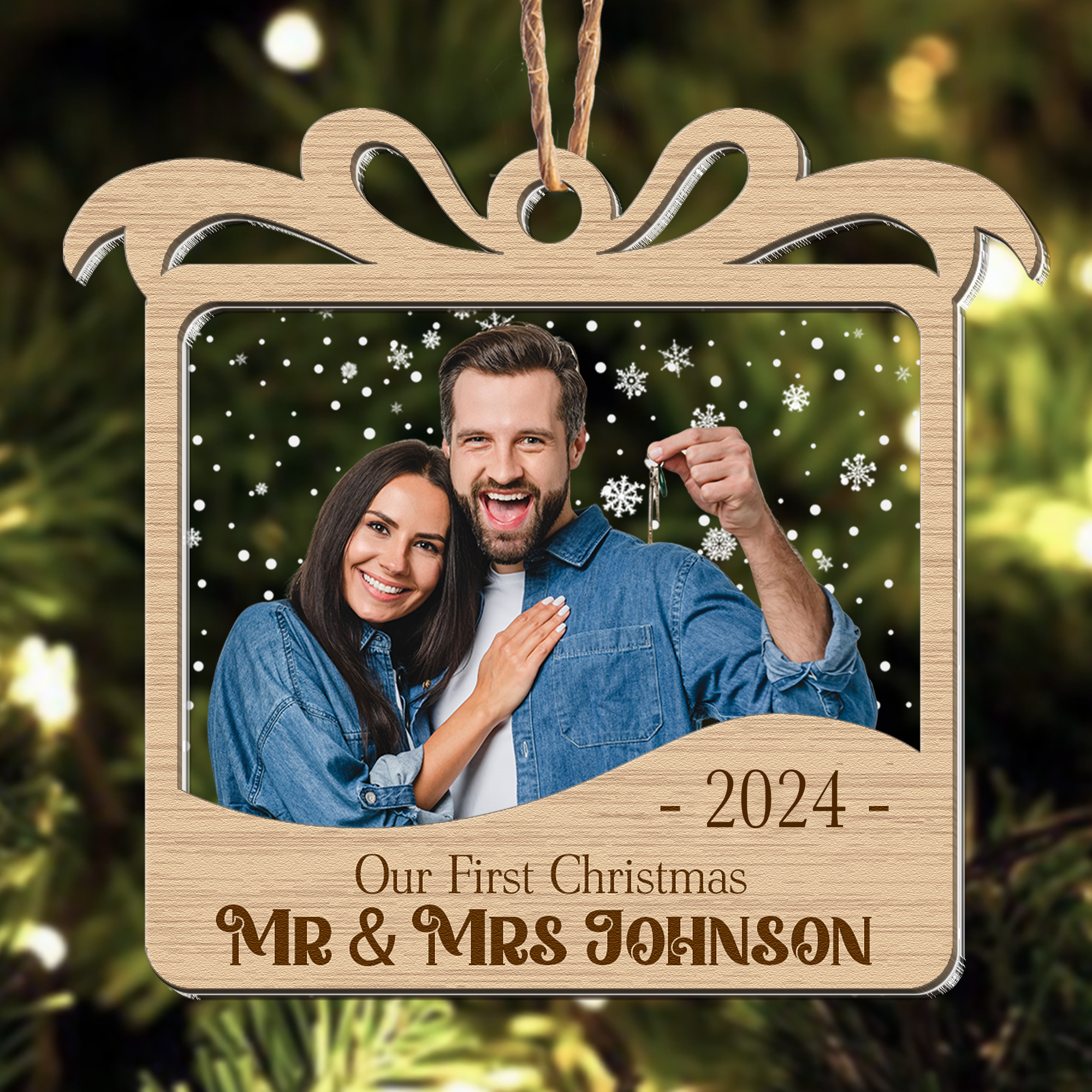 Our First Christmas Married - Personalized Photo Wood And Acrylic Ornament ORN0810
