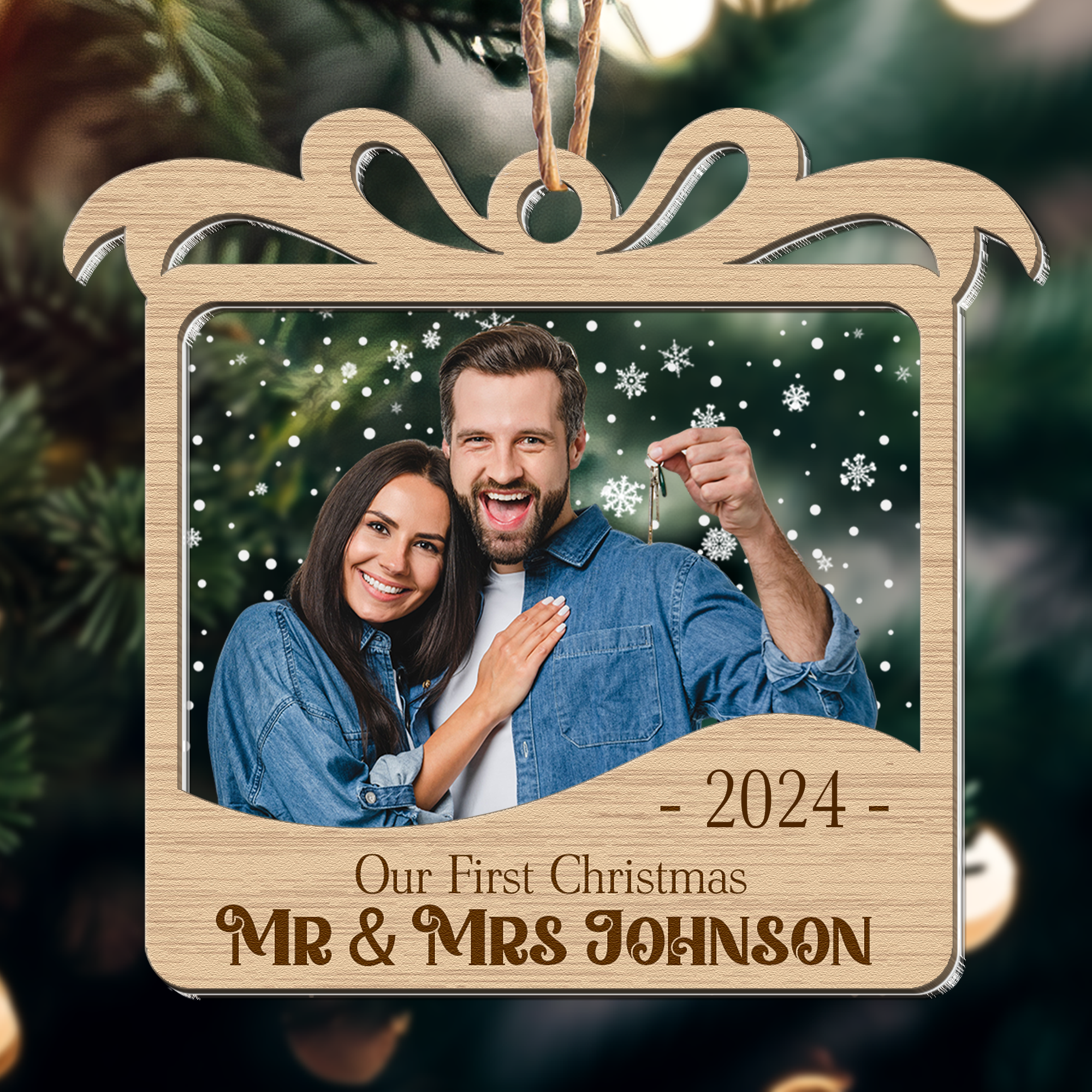 Our First Christmas Married - Personalized Photo Wood And Acrylic Ornament ORN0810