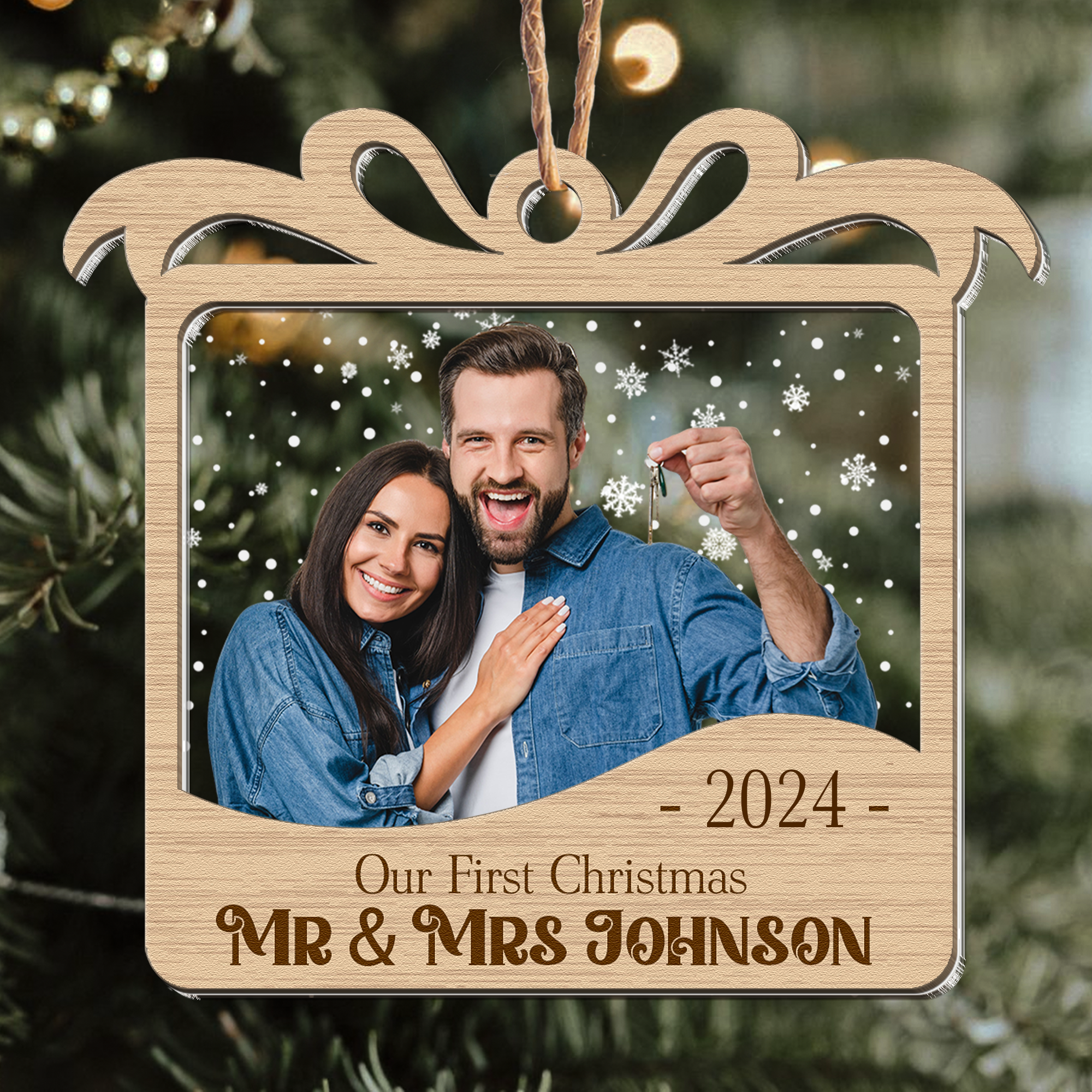 Our First Christmas Married - Personalized Photo Wood And Acrylic Ornament ORN0810