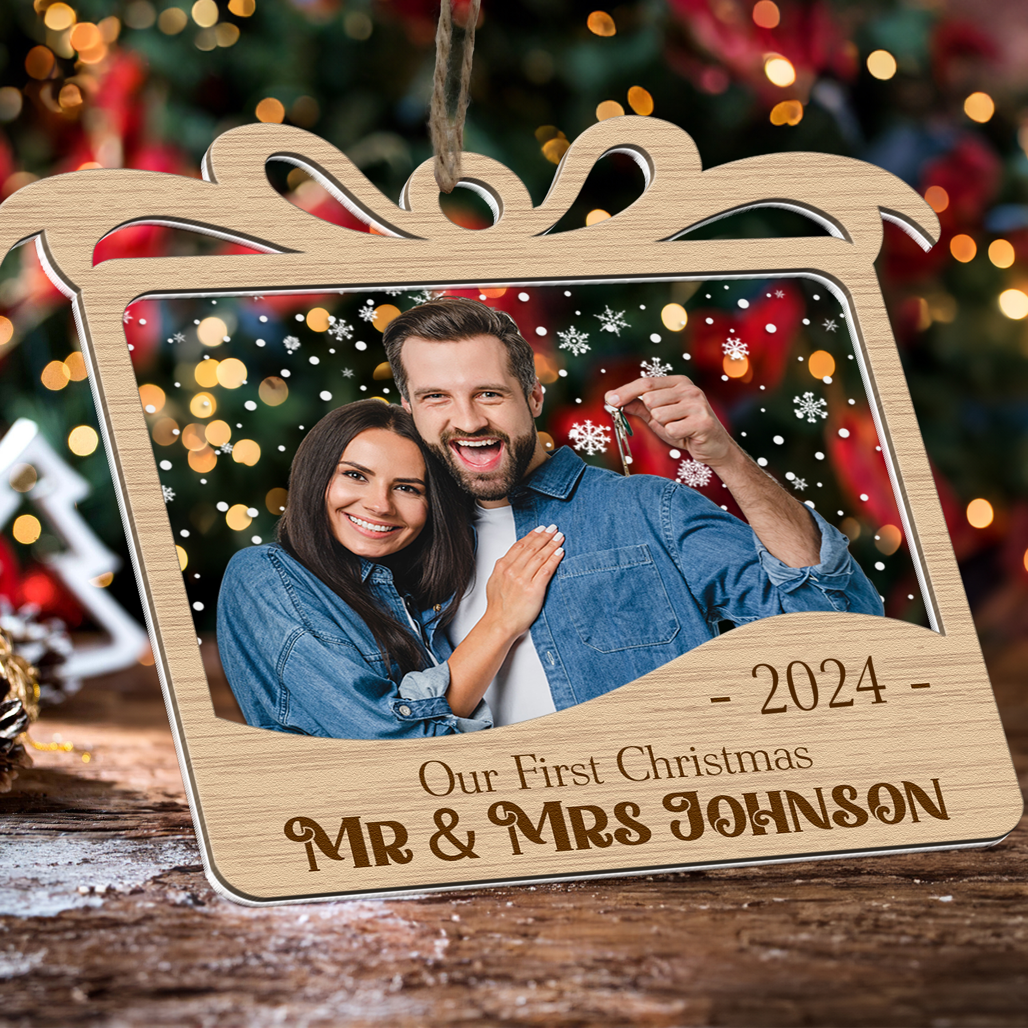 Our First Christmas Married - Personalized Photo Wood And Acrylic Ornament ORN0810