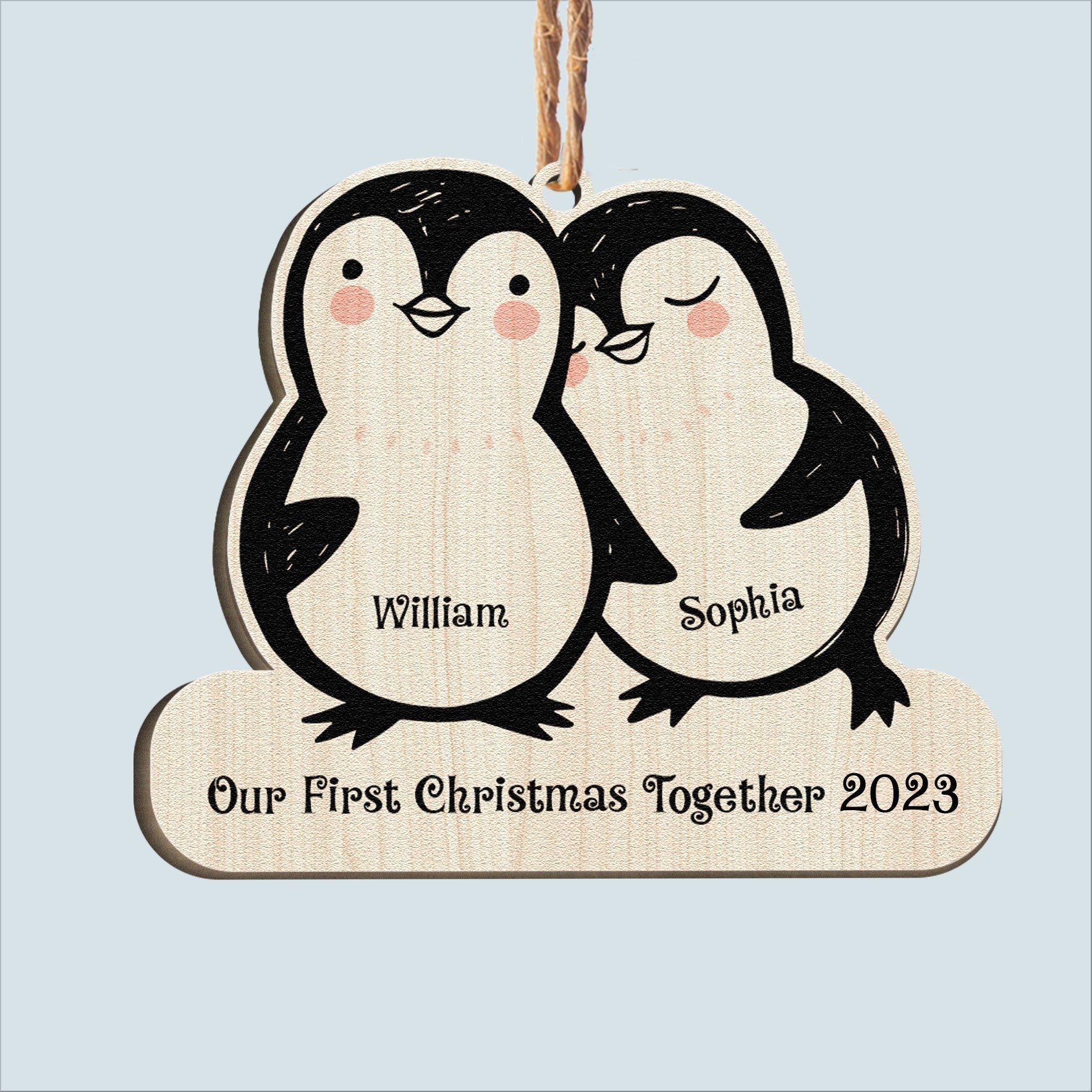 Our First Christmas Together - Personalized Custom Shaped Wooden Ornament - Christmas, Loving Gift For Couple, Husband, Wife ORN0810