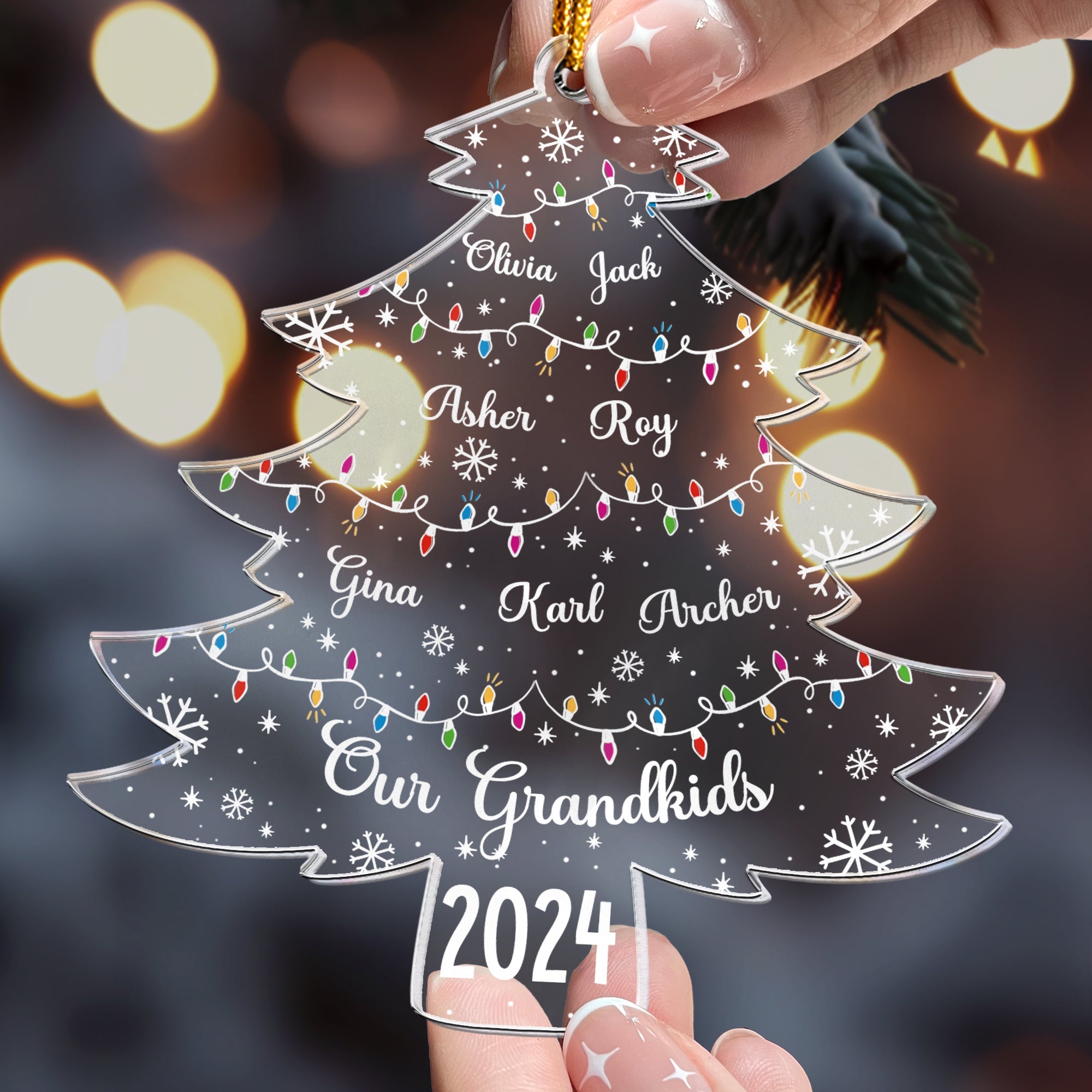 Our Grandkids Christmas Tree With Names - Personalized Acrylic Ornament ORN0810