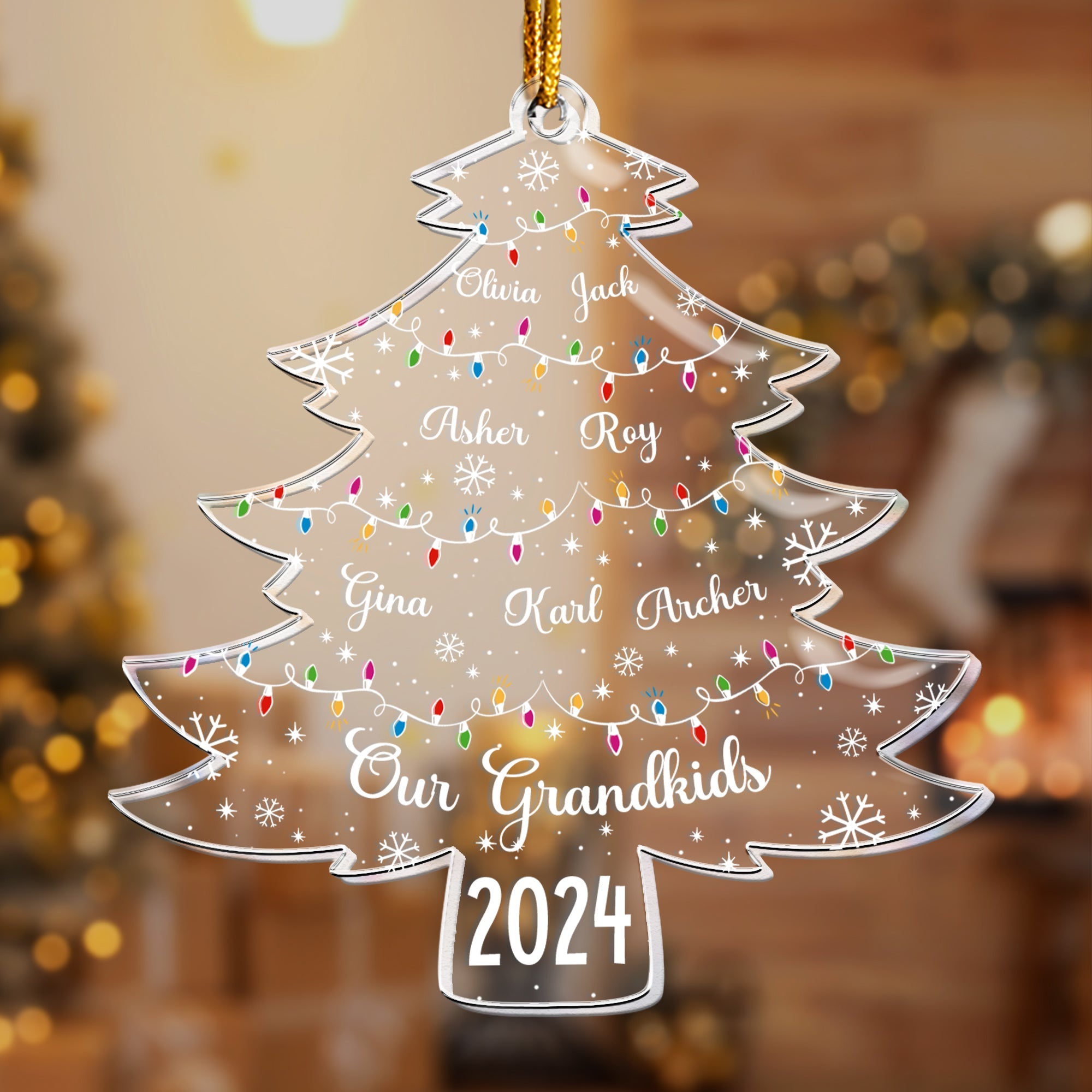 Our Grandkids Christmas Tree With Names - Personalized Acrylic Ornament ORN0810