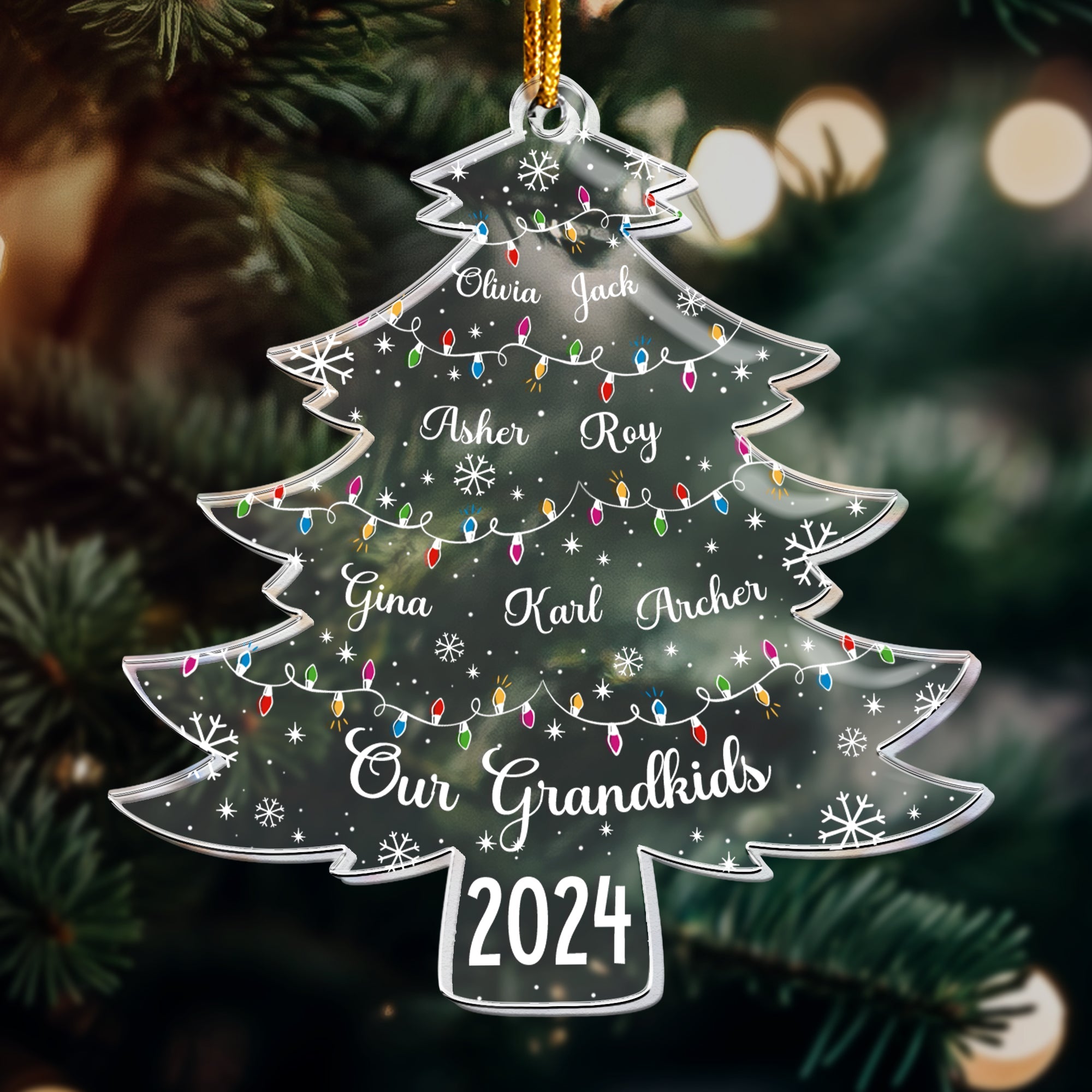 Our Grandkids Christmas Tree With Names - Personalized Acrylic Ornament ORN0810