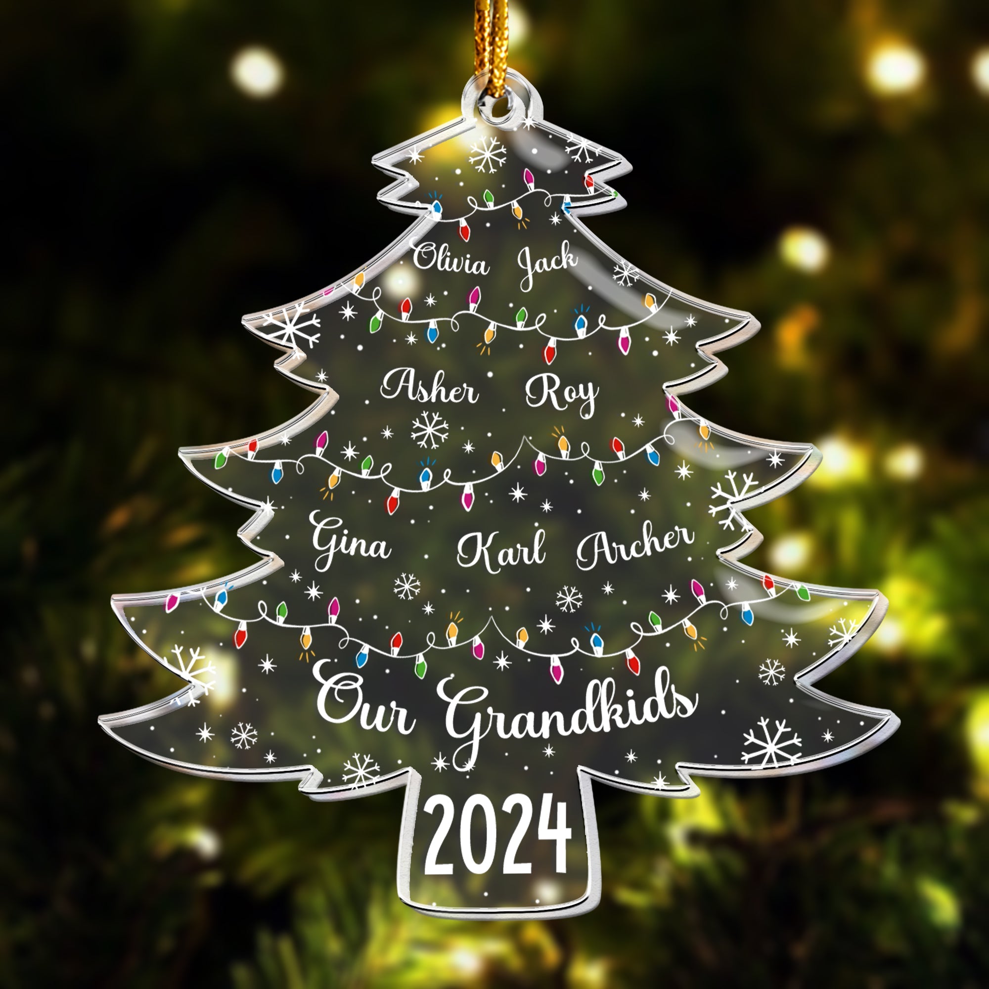 Our Grandkids Christmas Tree With Names - Personalized Acrylic Ornament ORN0810