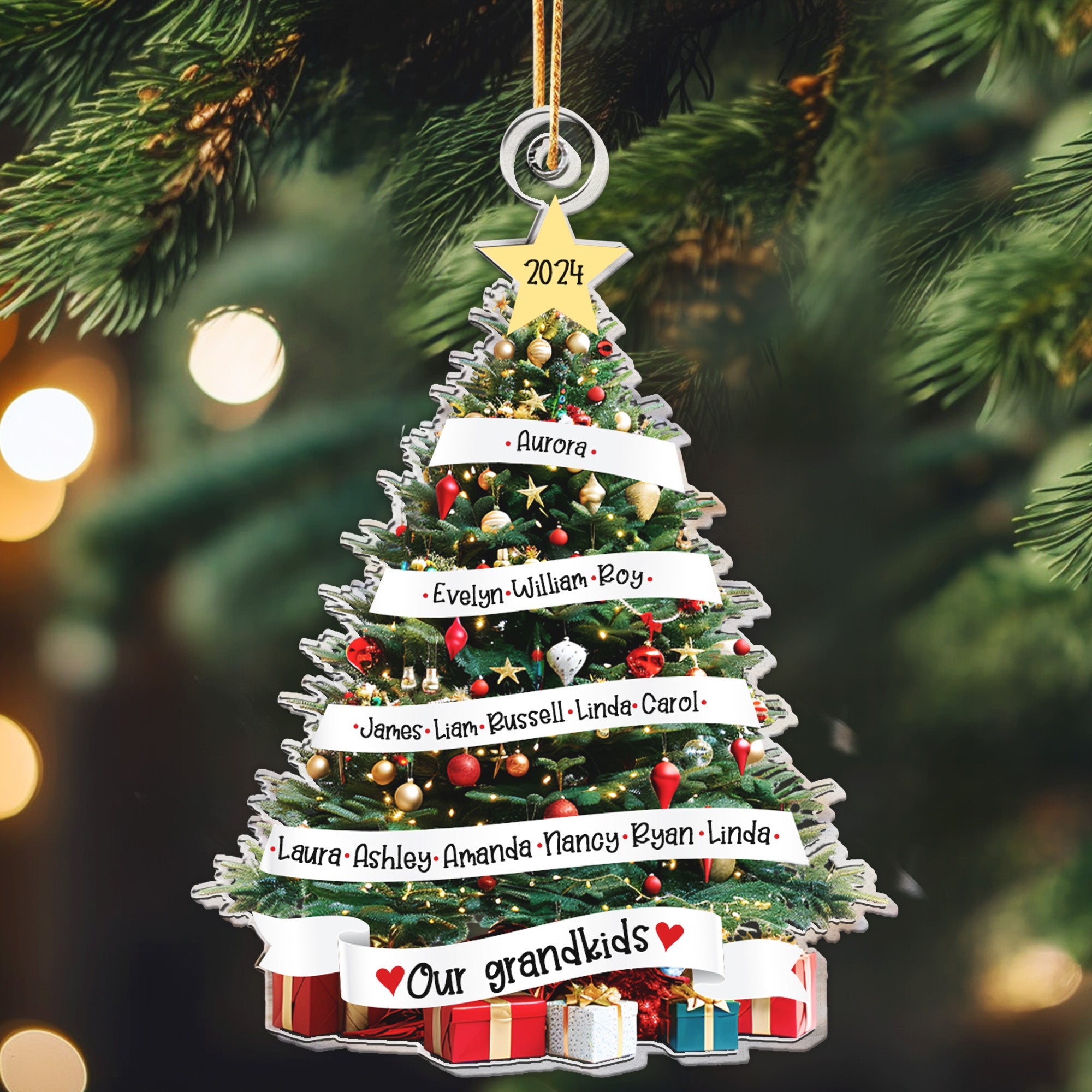 Our Grandkids Names On The Christmas Tree - Personalized Acrylic Ornament ORN0810