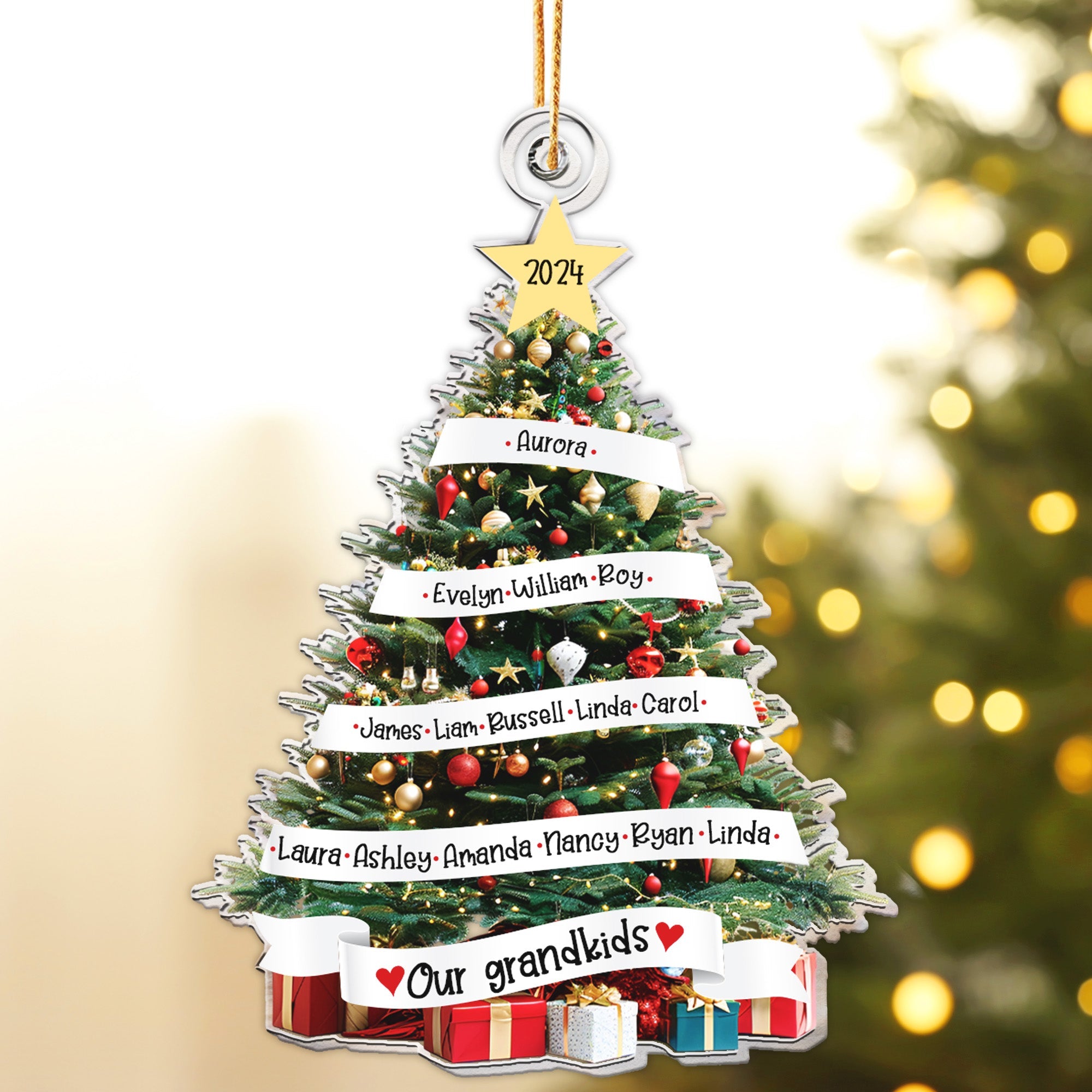 Our Grandkids Names On The Christmas Tree - Personalized Acrylic Ornament ORN0810