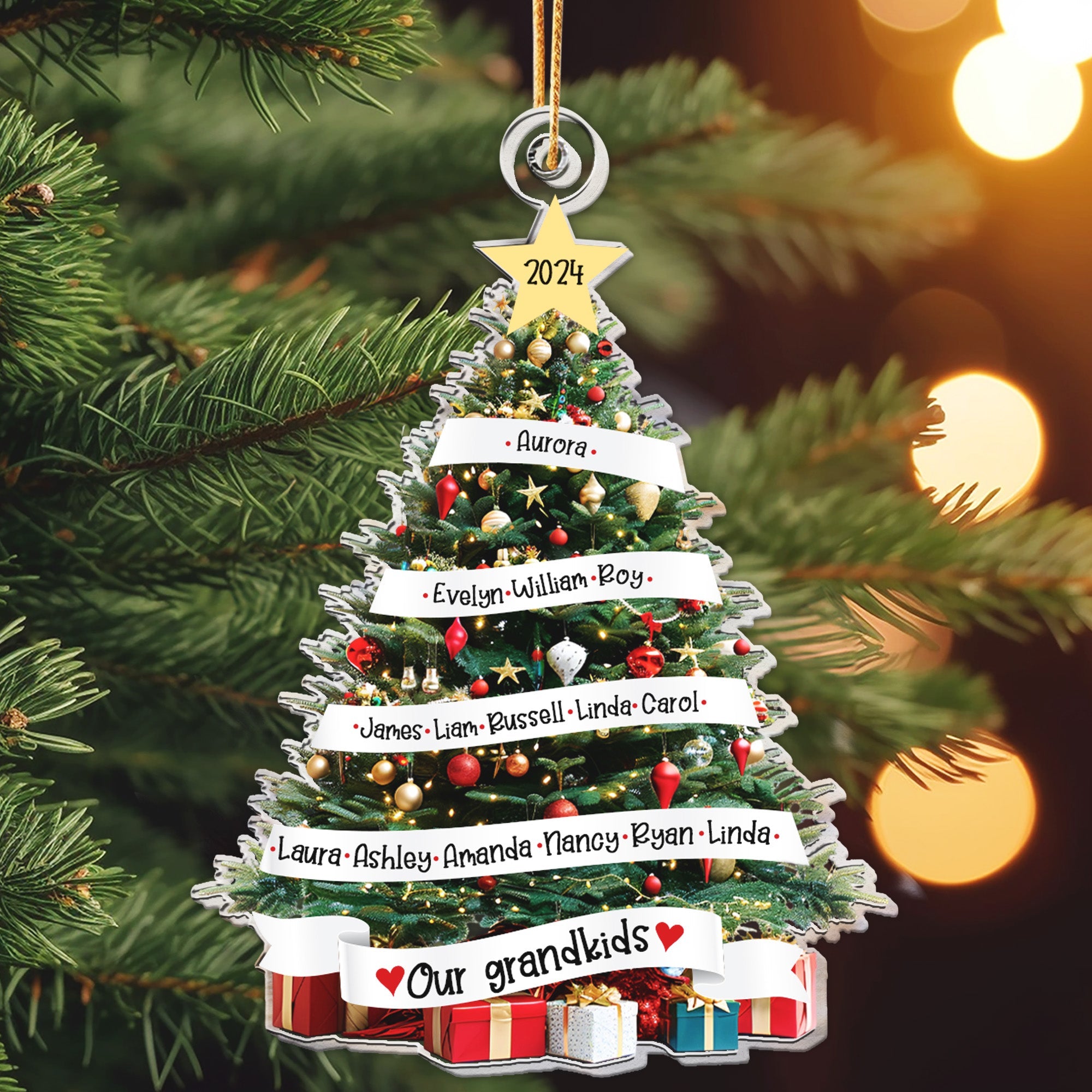 Our Grandkids Names On The Christmas Tree - Personalized Acrylic Ornament ORN0810