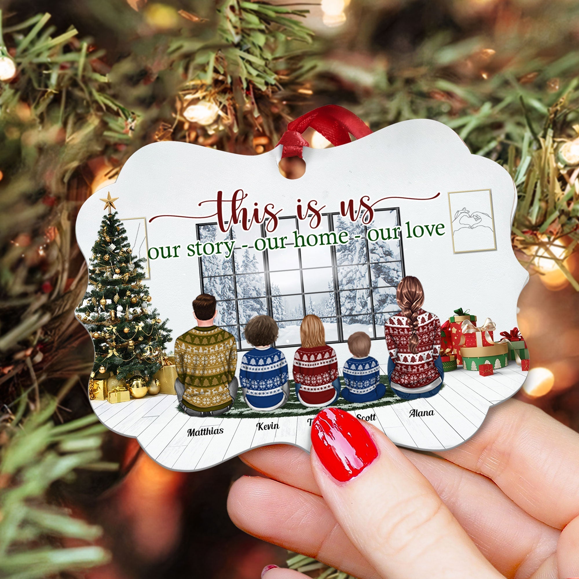 Our Home Our Love - Personalized Alumium Ornament - Christmas Gifts For Family, Wife, Husband, Mom, Dad ORN0810