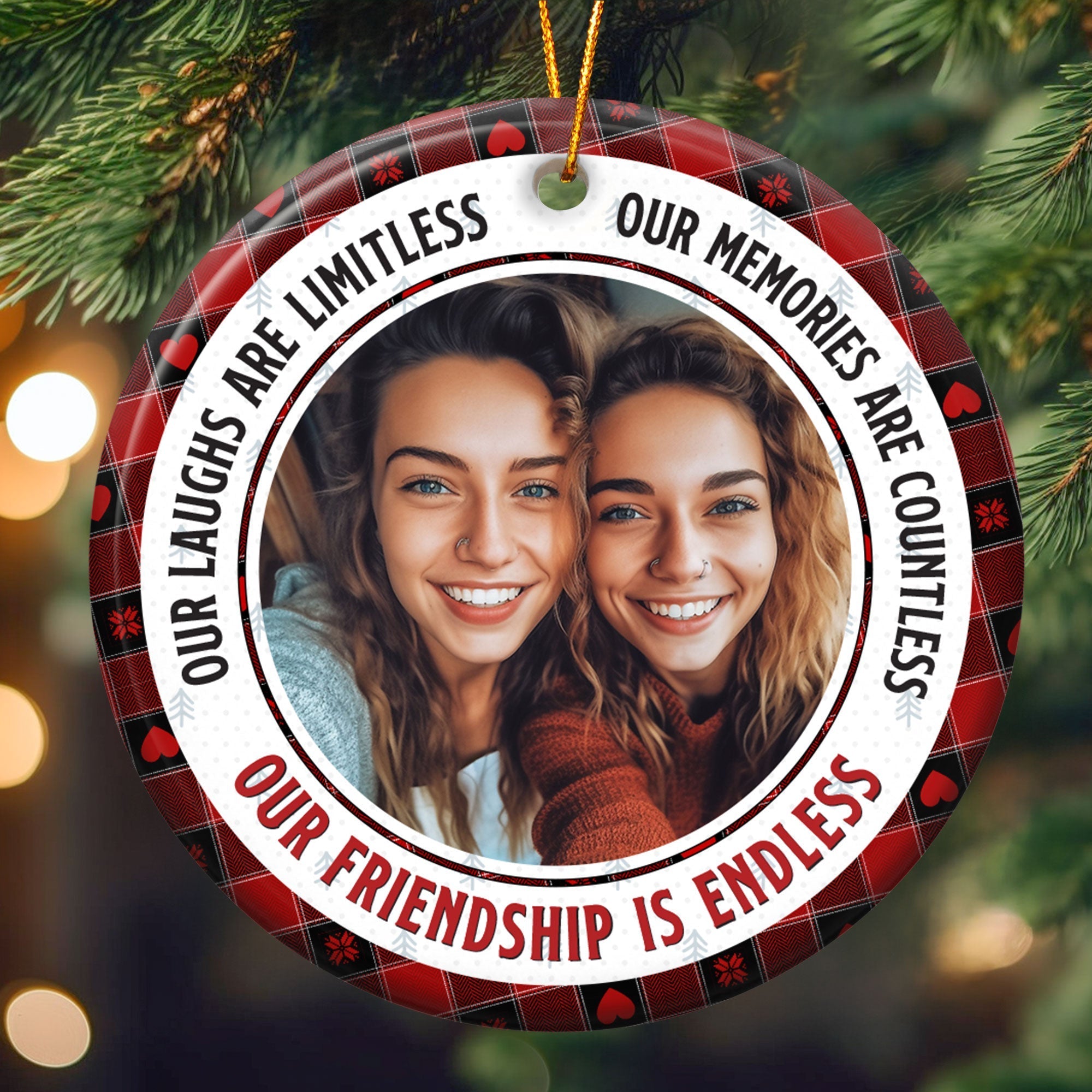 Our Friendship Is Endless Ver 2 - Personalized Ceramic Photo Ornament ORN0810