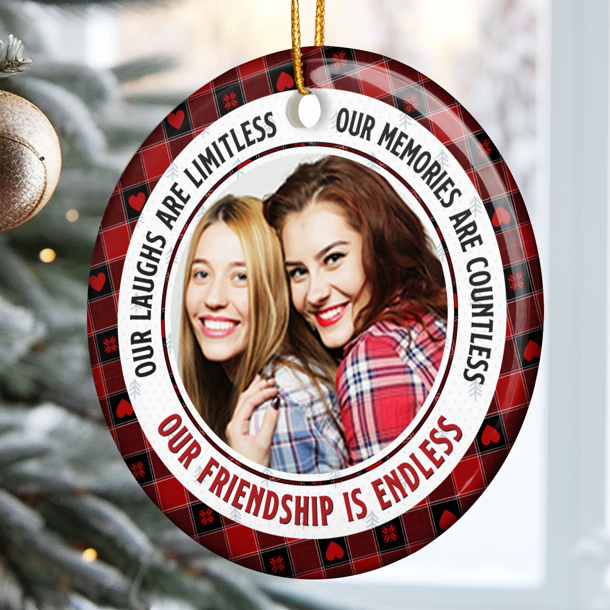 Our Friendship Is Endless Ver 2 - Personalized Ceramic Photo Ornament ORN0810
