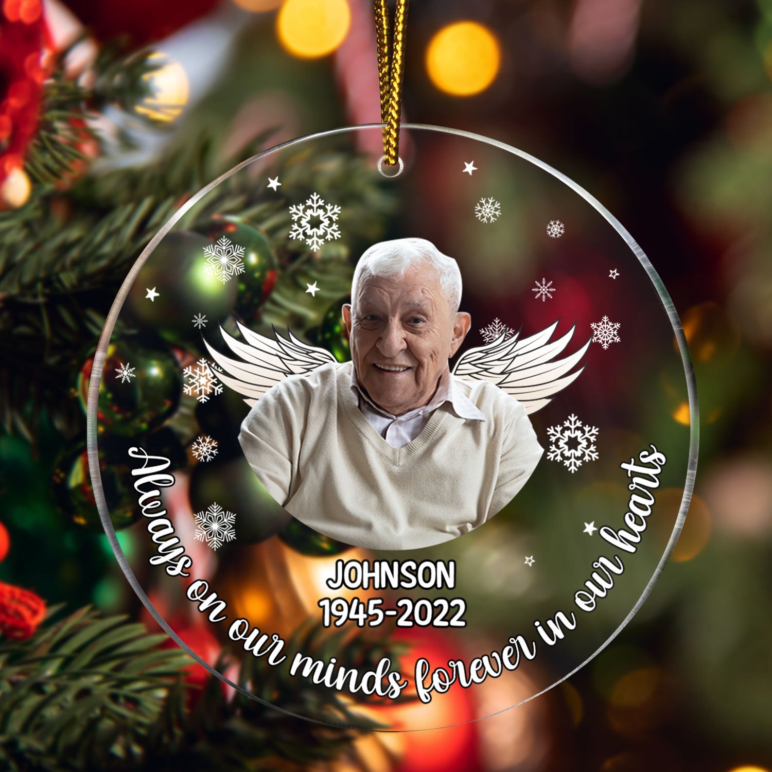 Custom Photo Your Wings Were Ready - Christmas Sympathy Gift, Remembrance Gift, Family Memorial Gift - Personalized Circle Acrylic Ornament ORNA1210