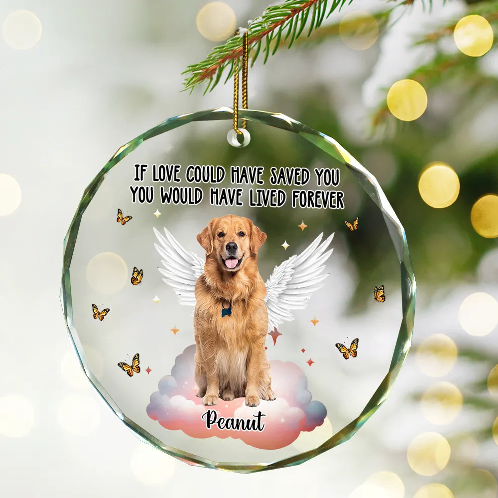 Custom Photo Memorial Christmas You Left Paw Prints On My Heart - Personalized Circle Glass Ornament ORNA1210