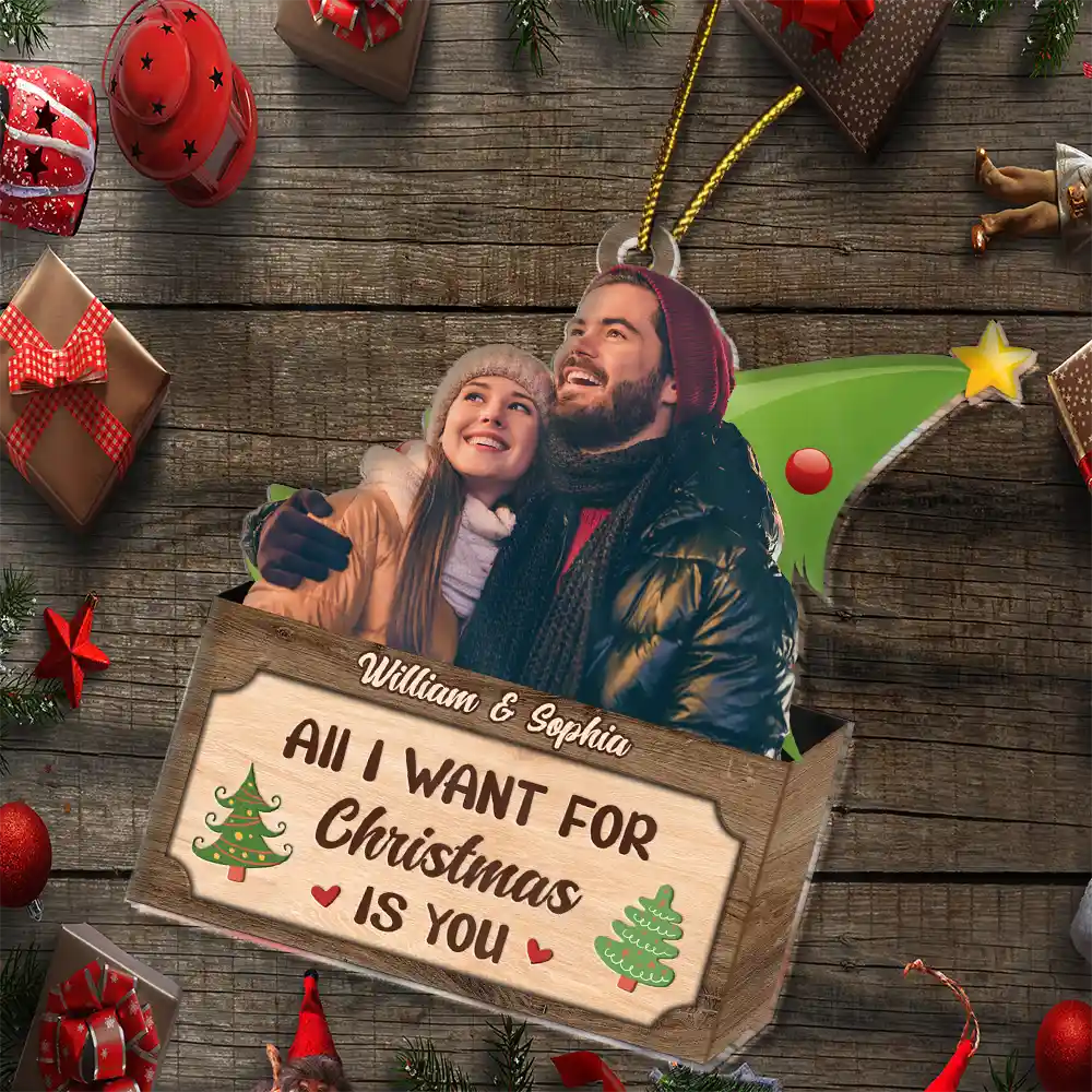 Custom Photo Christmas Couple From Our First Kiss Till Our Last Breath - Personalized Cutout Acrylic Ornament ORNA1210
