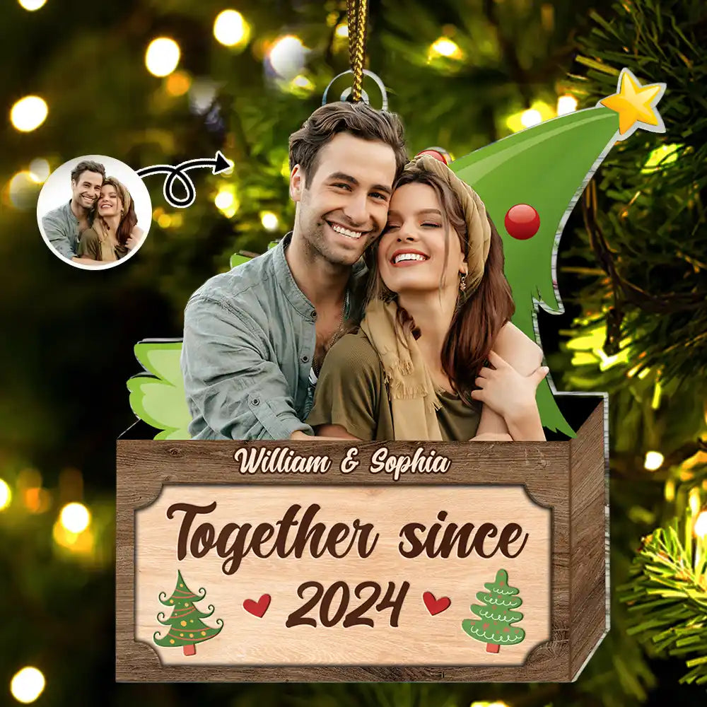Custom Photo Christmas Couple From Our First Kiss Till Our Last Breath - Personalized Cutout Acrylic Ornament ORNA1210