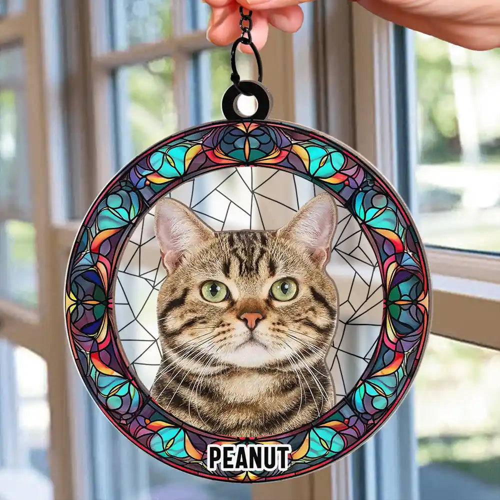 Custom Photo Dog Cat Portrait - Personalized Window Hanging Suncatcher Ornament ORNA1210
