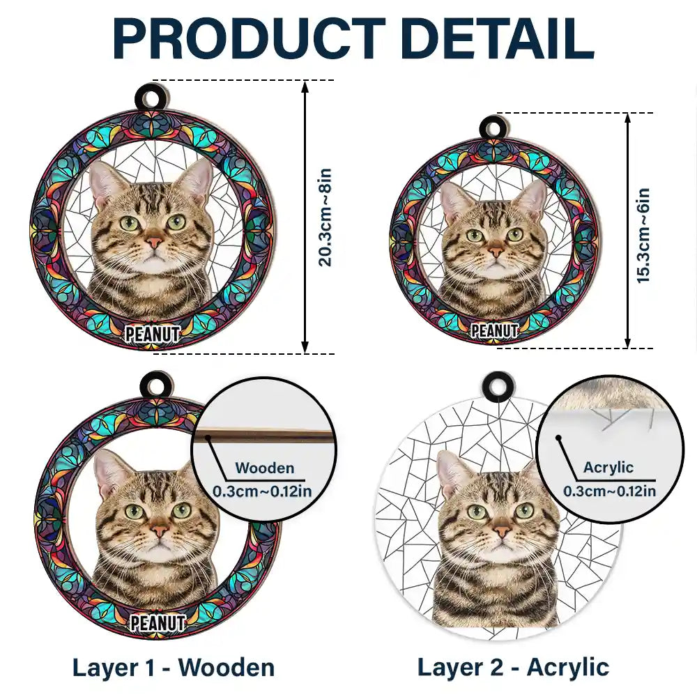 Custom Photo Dog Cat Portrait - Personalized Window Hanging Suncatcher Ornament ORNA1210