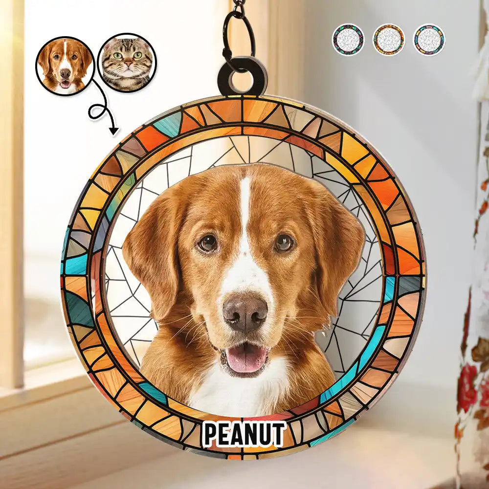 Custom Photo Dog Cat Portrait - Personalized Window Hanging Suncatcher Ornament ORNA1210