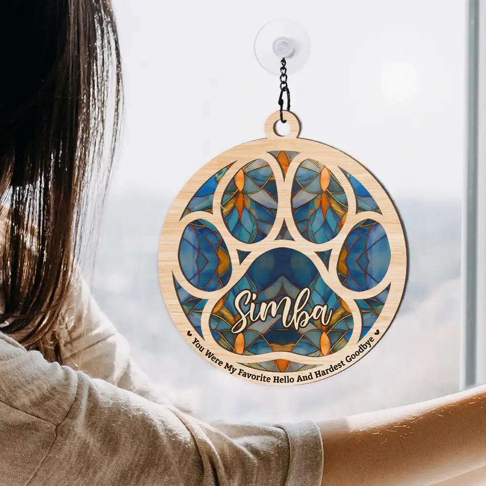 Memorial Dog Cat Paw If Love Could Have Saved You - Personalized Window Hanging Suncatcher Ornament ORNA1210