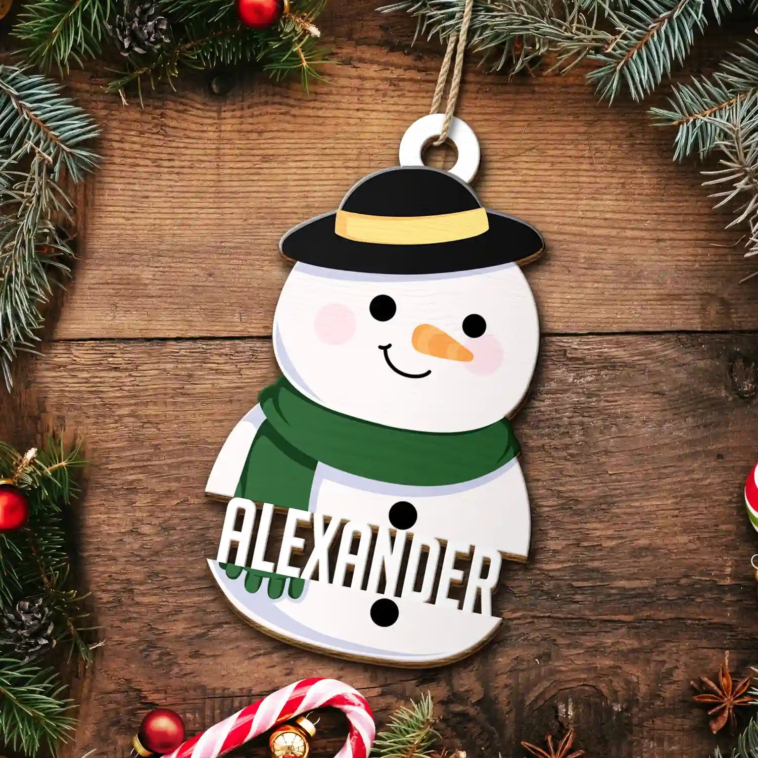 Snowman Character - Personalized Wooden Cutout Ornament ORNA1210