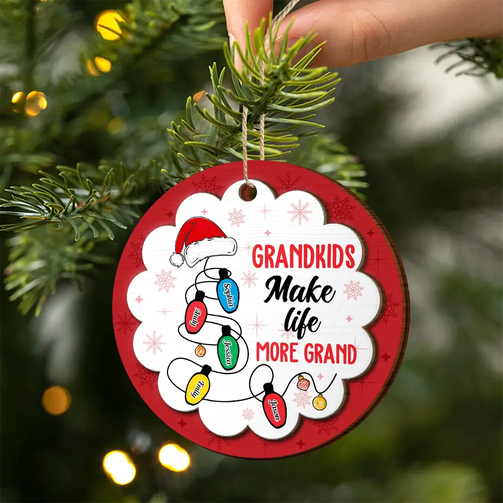 My Grandkids Light Up My Life - Personalized 2-Layered Wooden Ornament ORNA1210