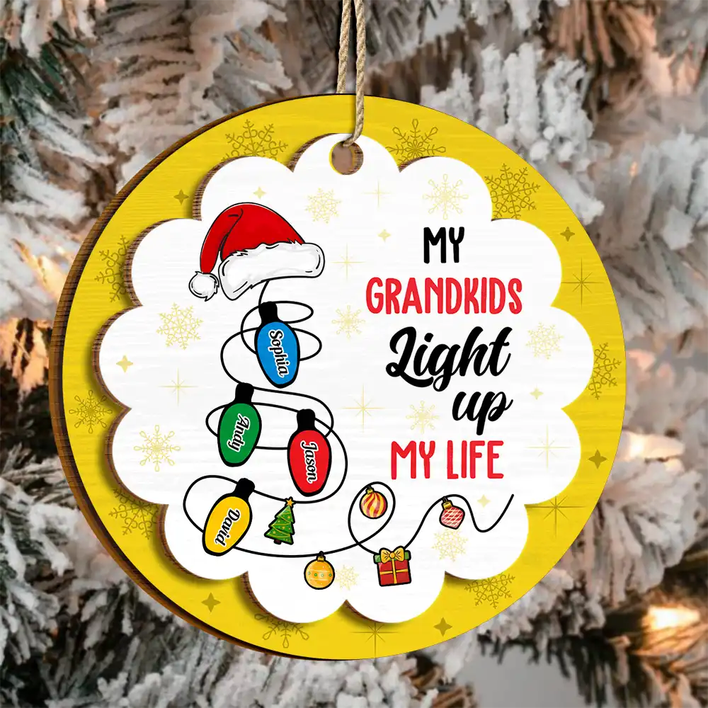 My Grandkids Light Up My Life - Personalized 2-Layered Wooden Ornament ORNA1210