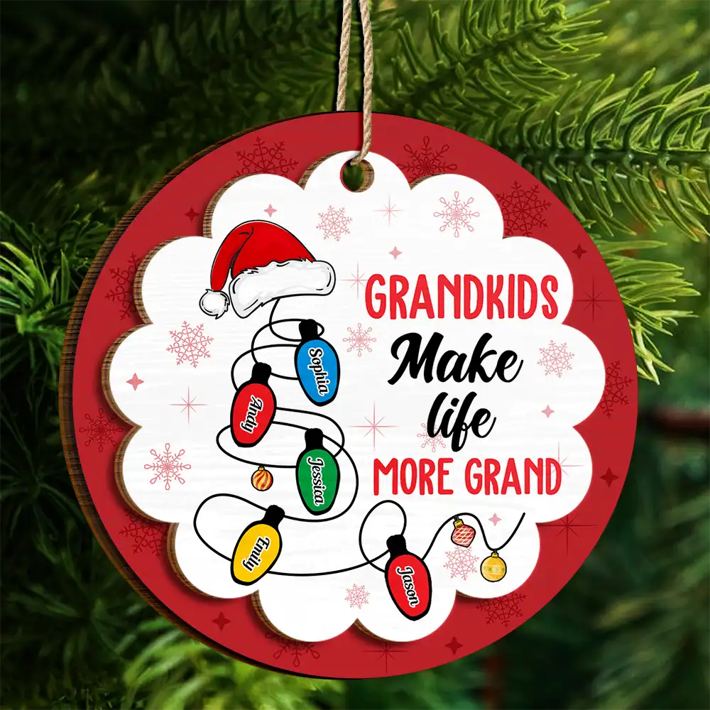 My Grandkids Light Up My Life - Personalized 2-Layered Wooden Ornament ORNA1210