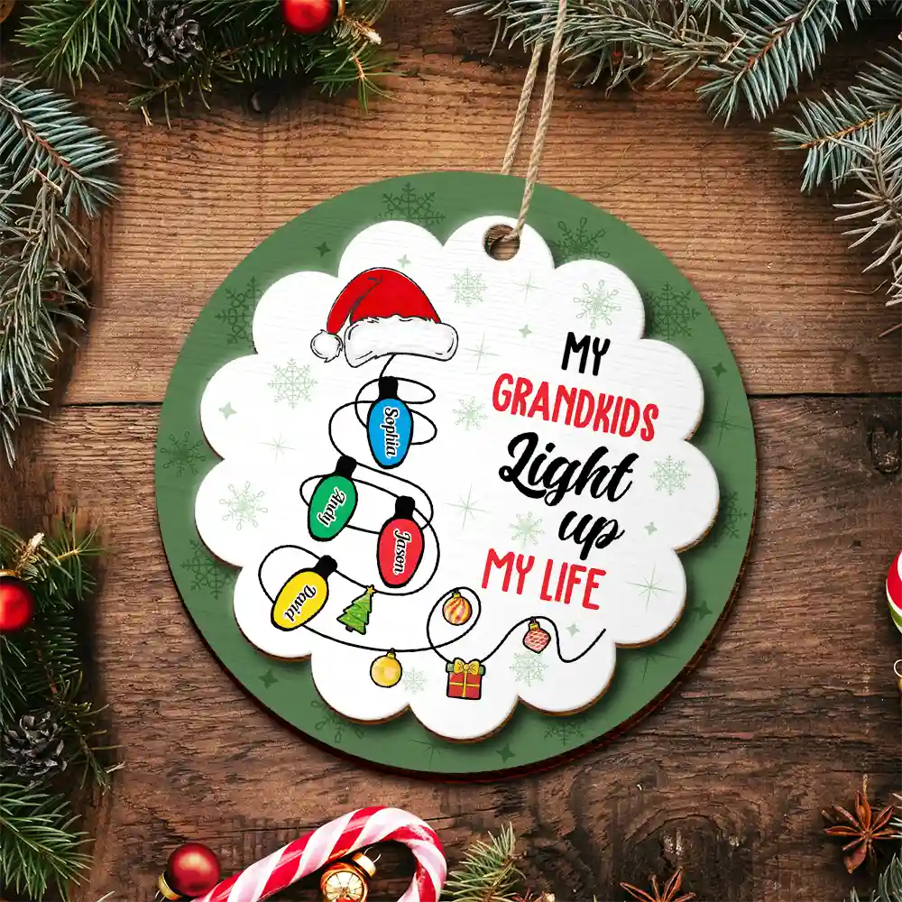 My Grandkids Light Up My Life - Personalized 2-Layered Wooden Ornament ORNA1210