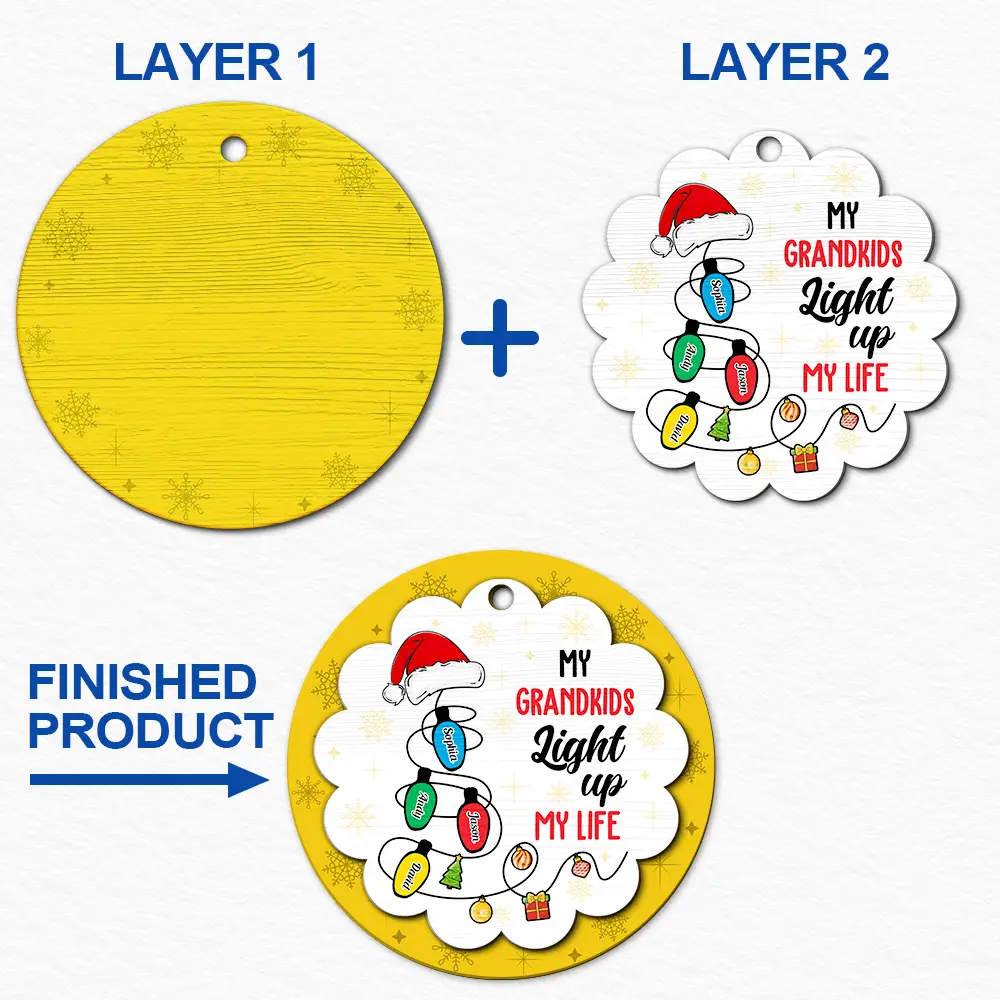 My Grandkids Light Up My Life - Personalized 2-Layered Wooden Ornament ORNA1210