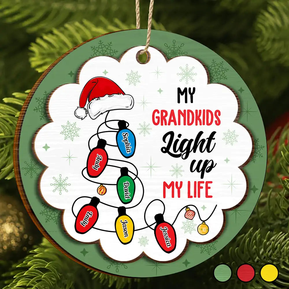 My Grandkids Light Up My Life - Personalized 2-Layered Wooden Ornament ORNA1210