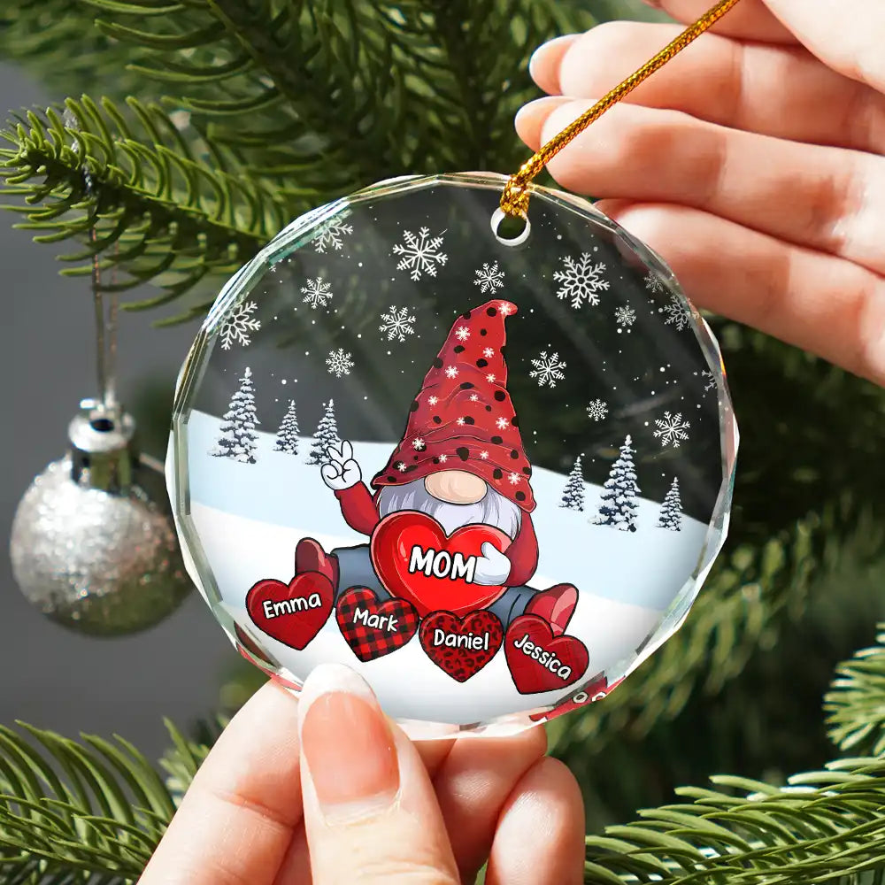 Christmas Grandma's Little Sweethearts - Personalized Circle Glass Ornament ORNA1210