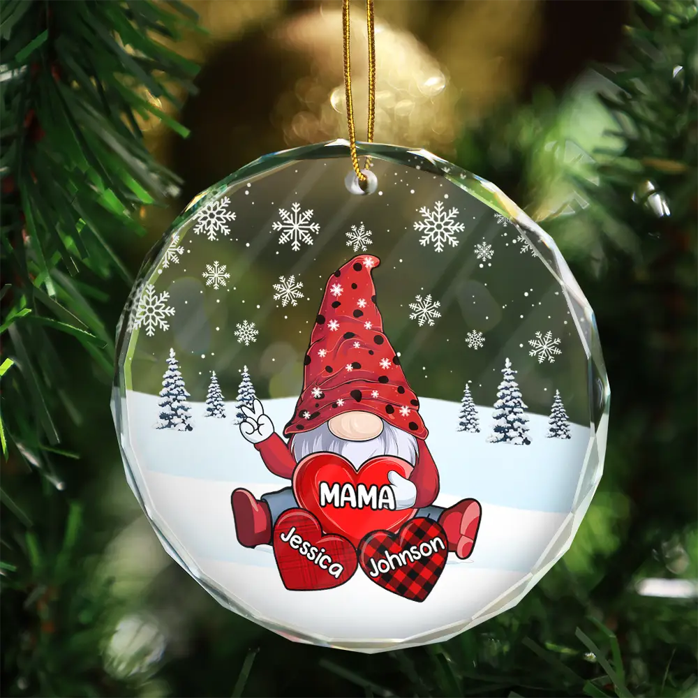 Christmas Grandma's Little Sweethearts - Personalized Circle Glass Ornament ORNA1210