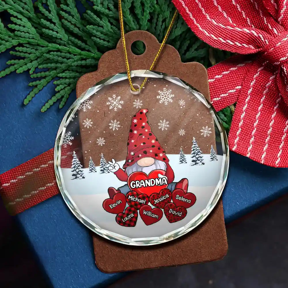 Christmas Grandma's Little Sweethearts - Personalized Circle Glass Ornament ORNA1210